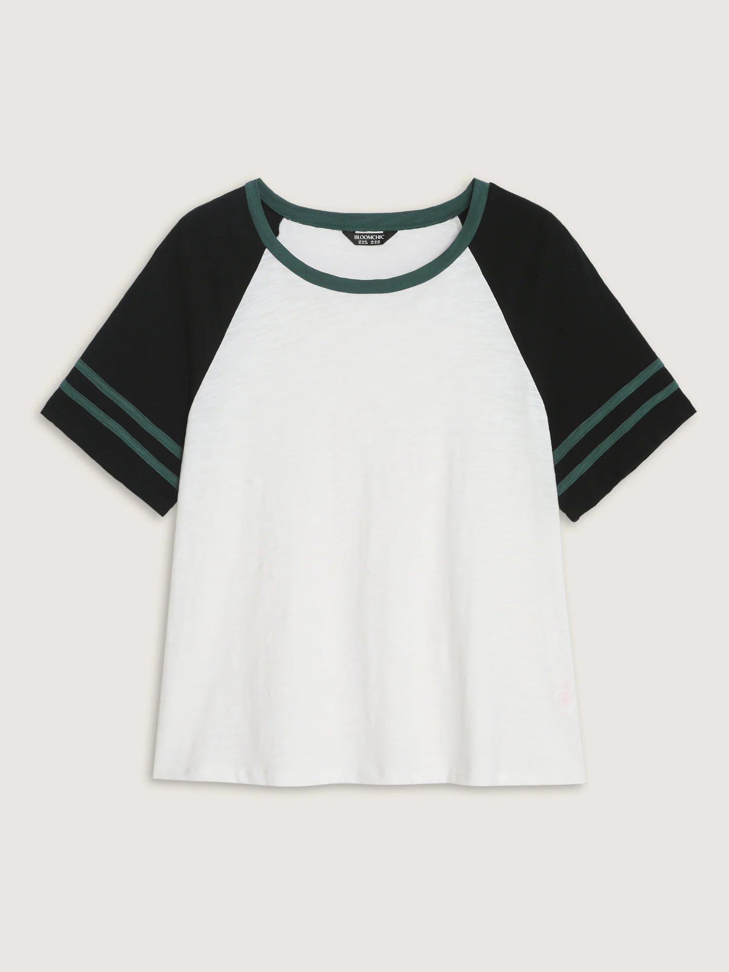 Cotton Stretchy Raglan Color Contrast Sleeve T-Shirt - Image 7