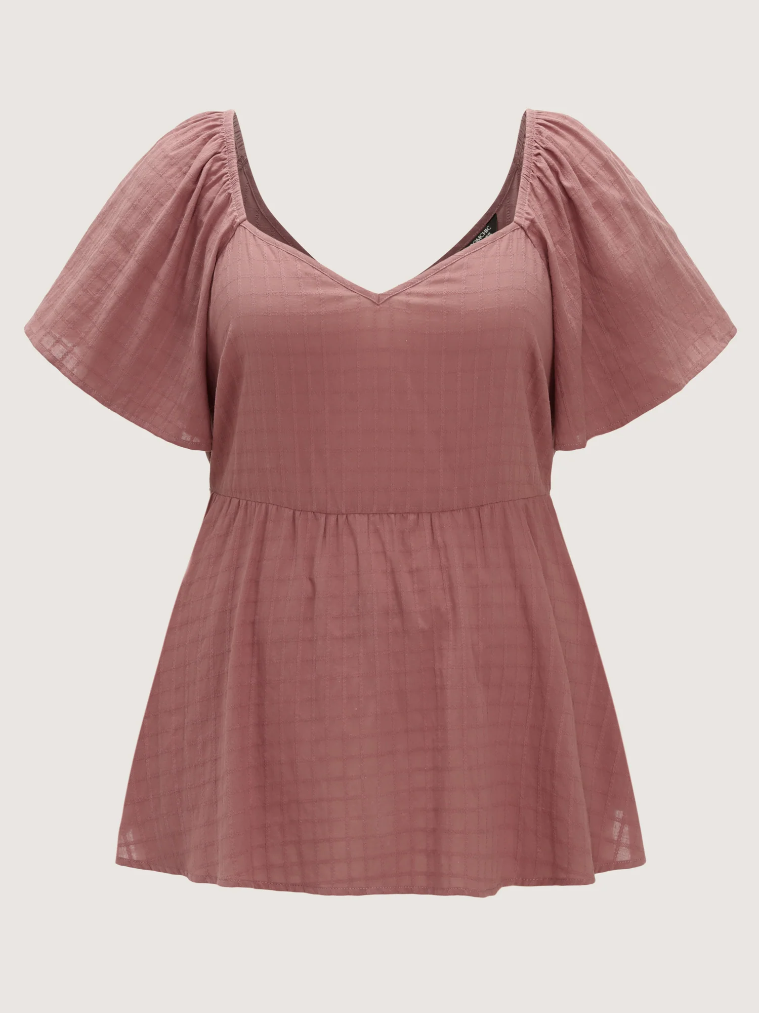 Cotton Stretchy Ruffled Sleeve Fit-And-Flare Blouse - Image 7