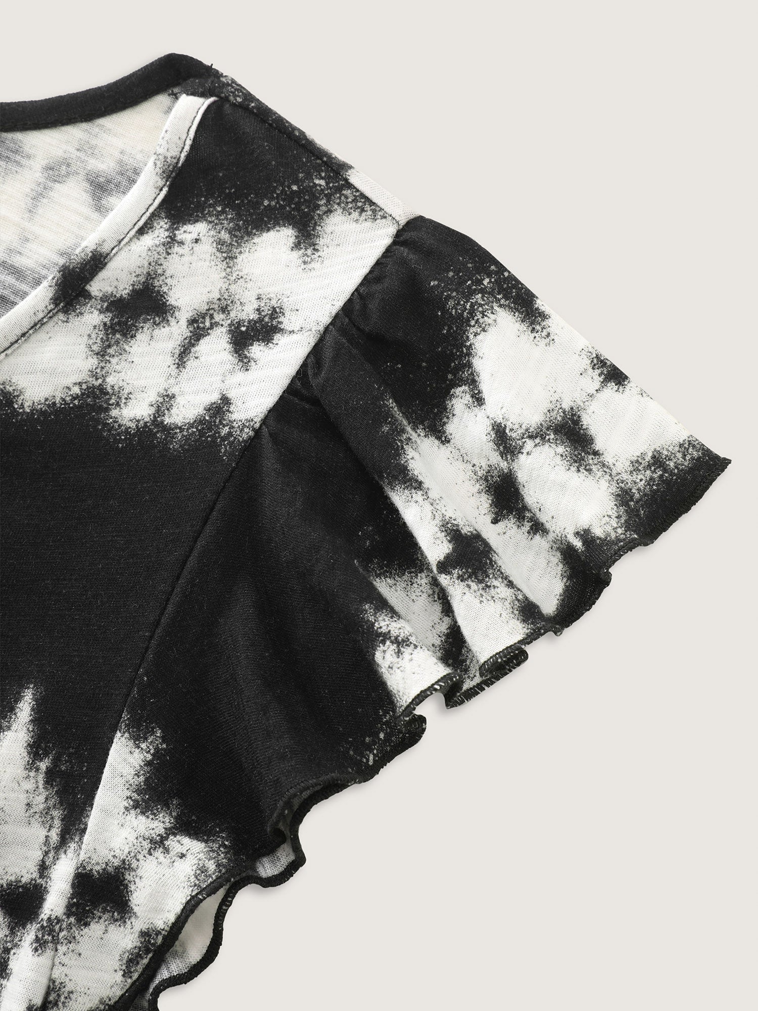 Cotton Stretchy Tie-Dye Effect Stripes Knit Top - Image 6