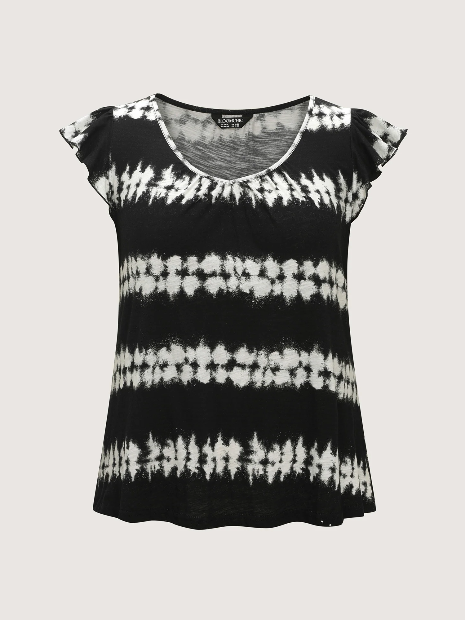 Cotton Stretchy Tie-Dye Effect Stripes Knit Top - Image 8