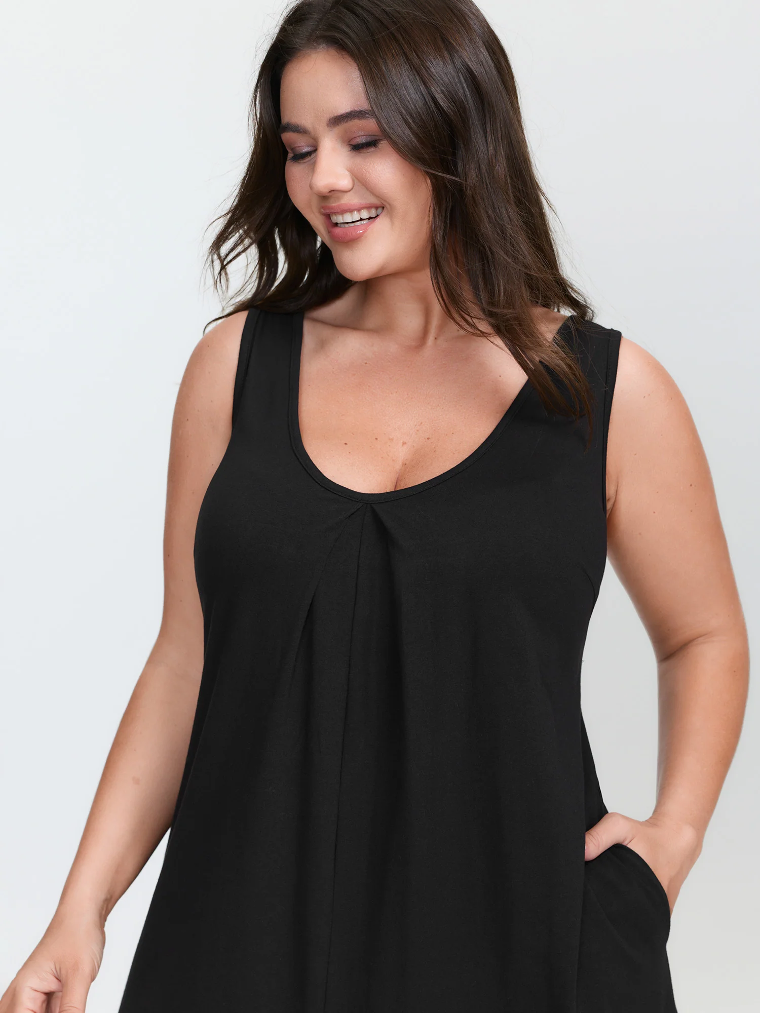 Cotton Stretchy V-Neck Pocket Jumpsuit - Image 3
