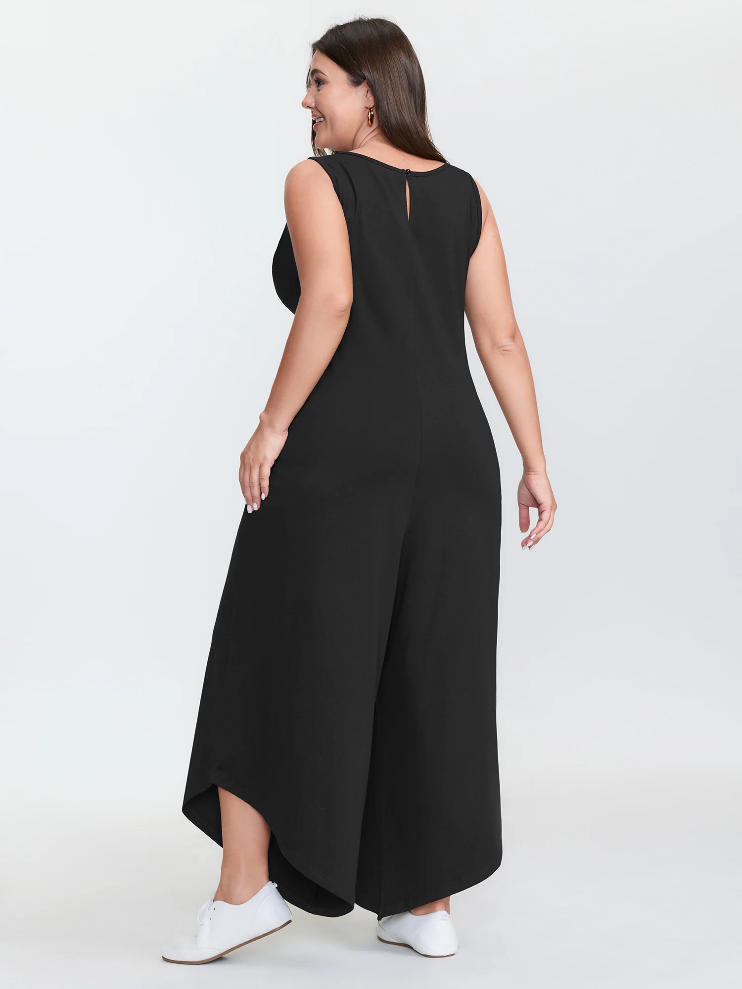 Cotton Stretchy V-Neck Pocket Jumpsuit - Image 6