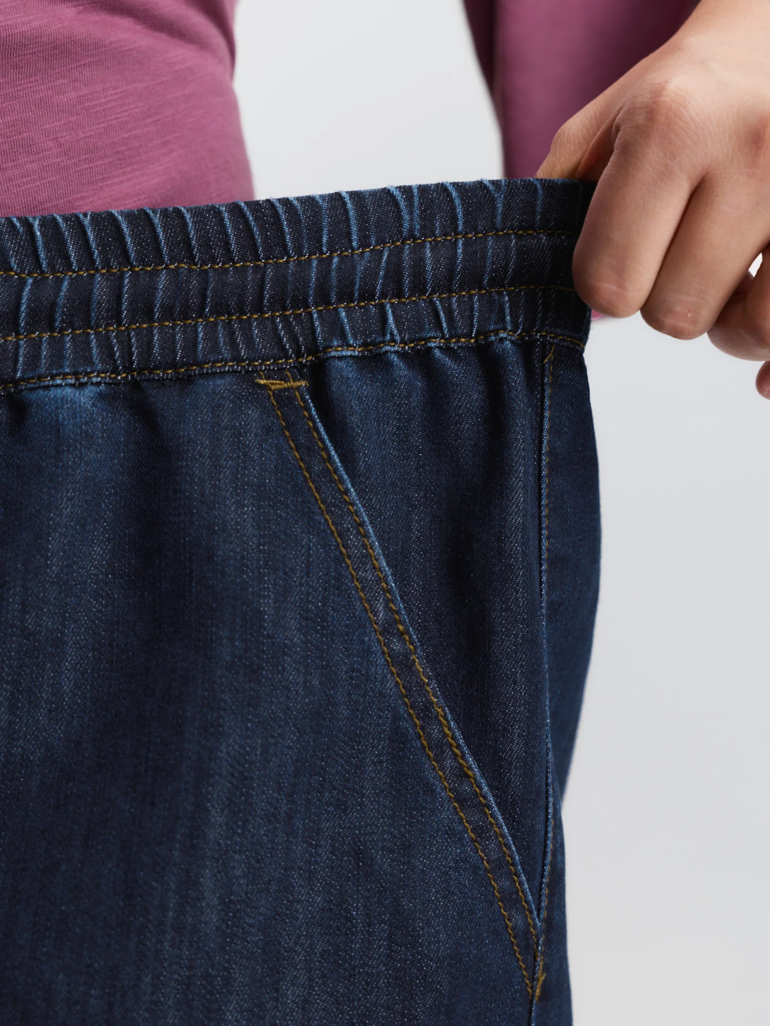 Cotton Stretchy Waist Drawstring Wide-Leg Jeans - Image 4