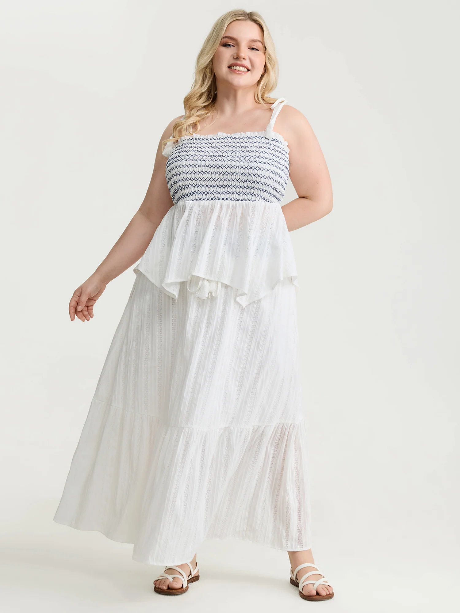 Cotton Striped Bodice Fit And Flare Tank Top - Image 3
