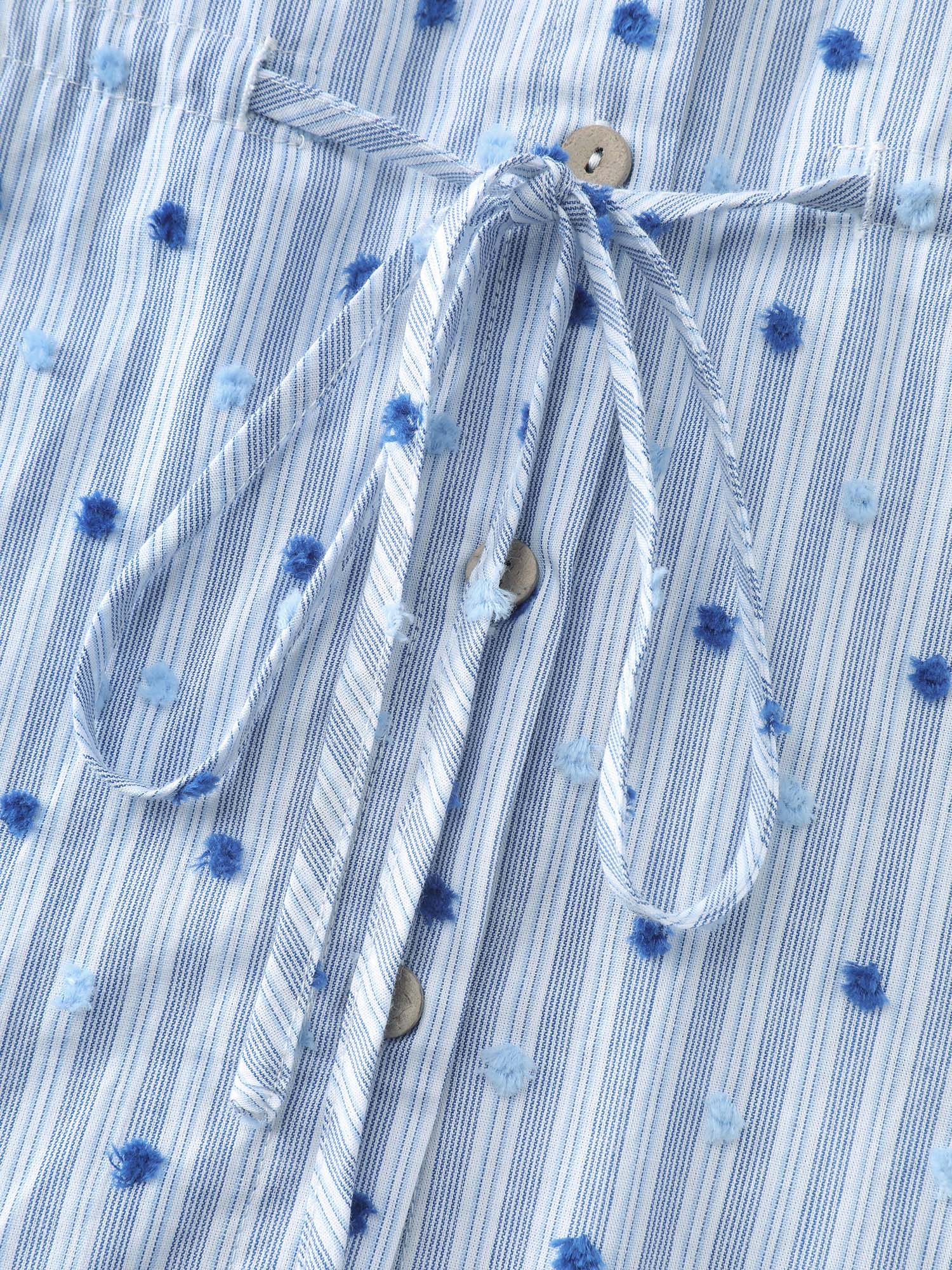Cotton Striped Drawstring Waist Button-Down Shirt - Image 5