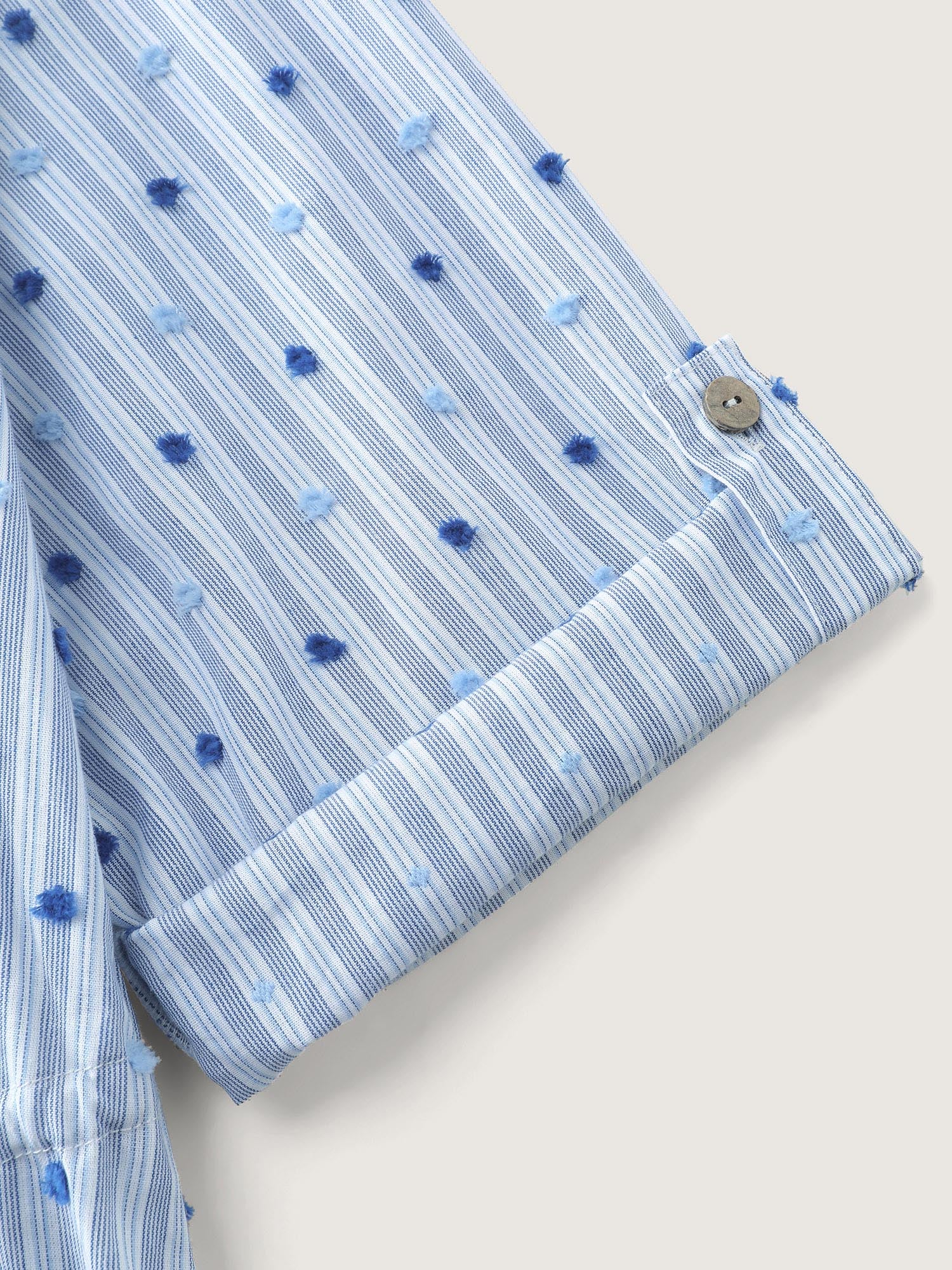 Cotton Striped Drawstring Waist Button-Down Shirt - Image 6