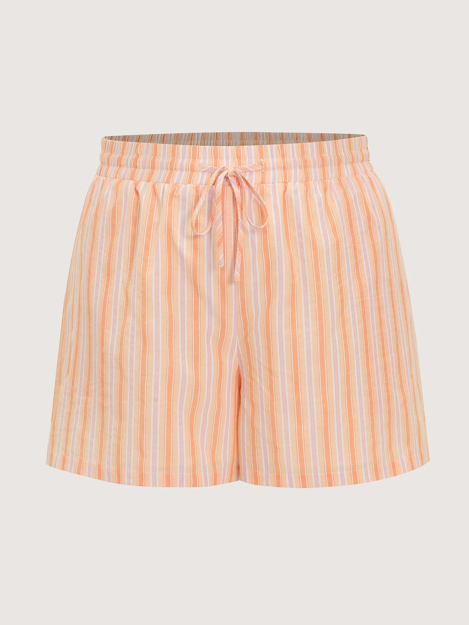Cotton Striped Elastic Waist Drawstring Shorts - Image 8