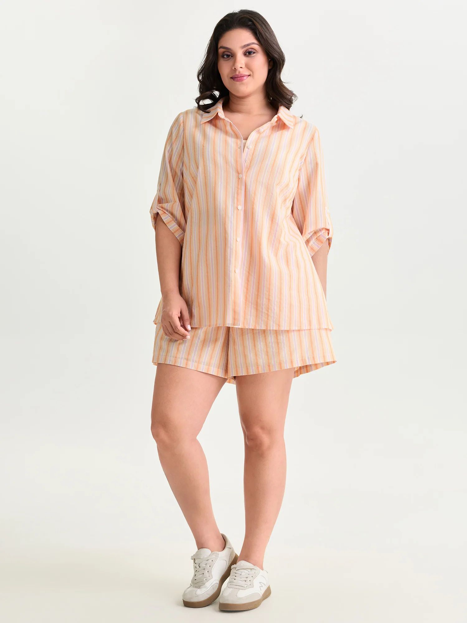 Cotton Striped Print Open-Front Shirt - Image 3