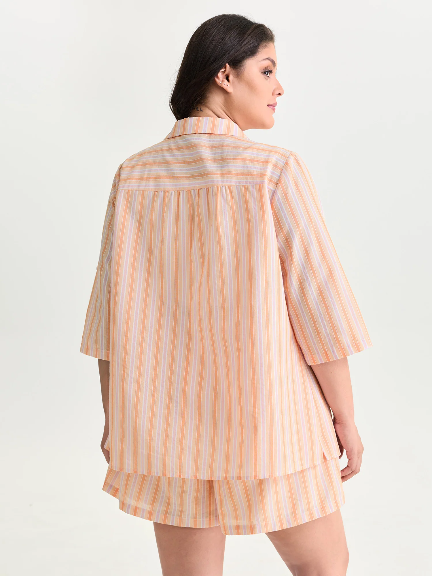 Cotton Striped Print Open-Front Shirt - Image 4