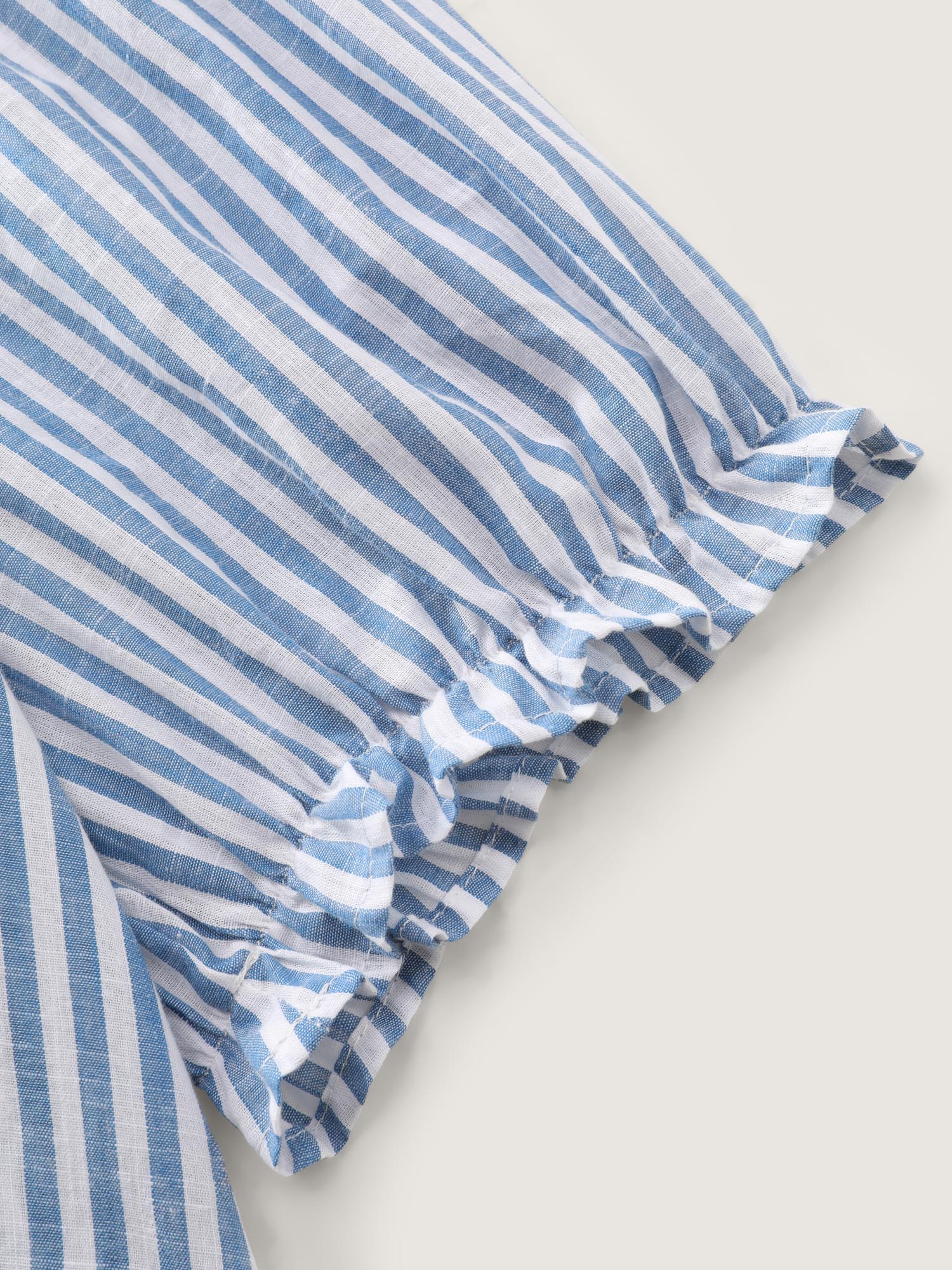 Cotton Striped Shirred Bust-Friendly Neckline Blouse - Image 5