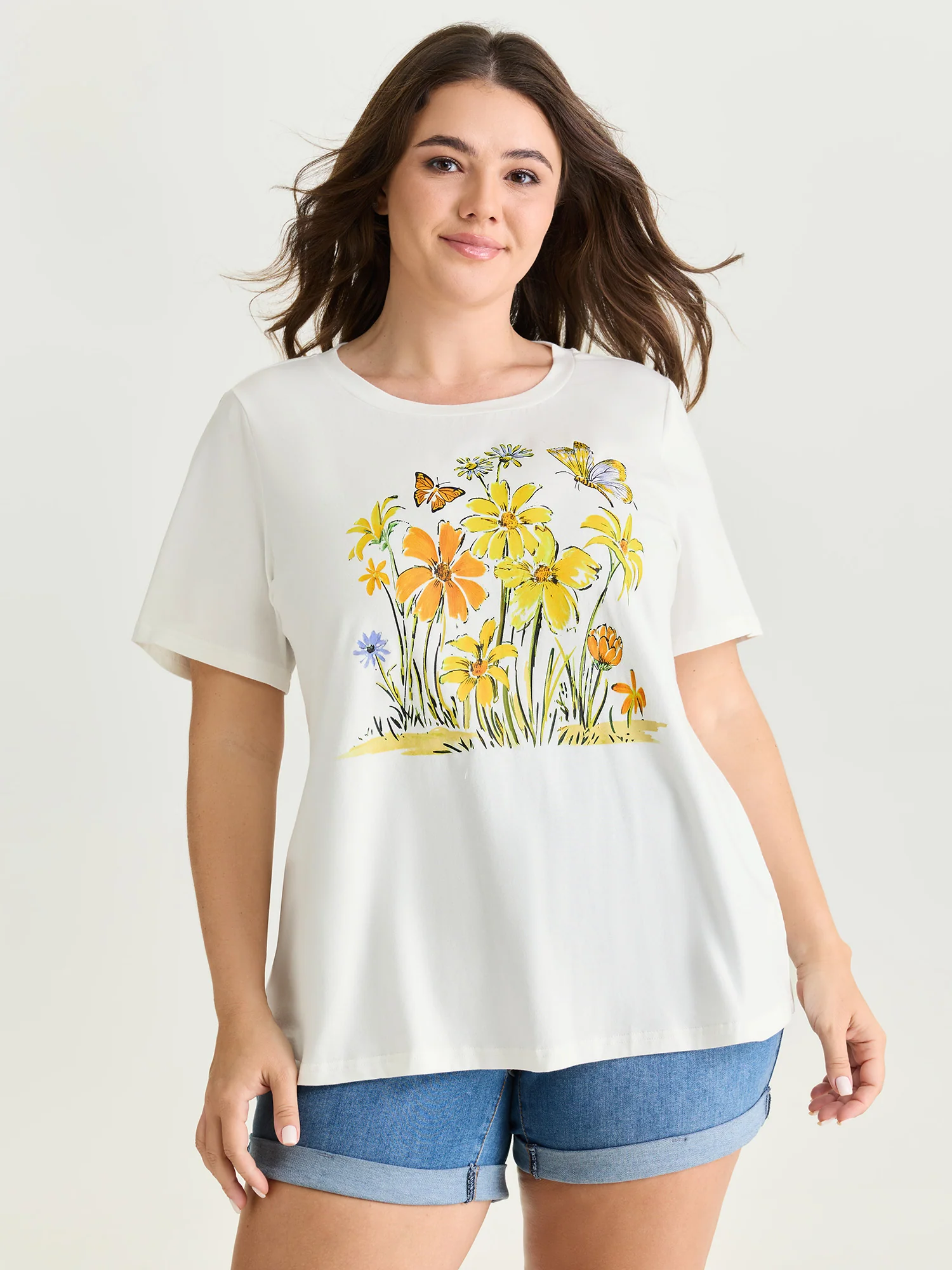 Cotton Sunkissed Floral Print T-Shirt - Image 2