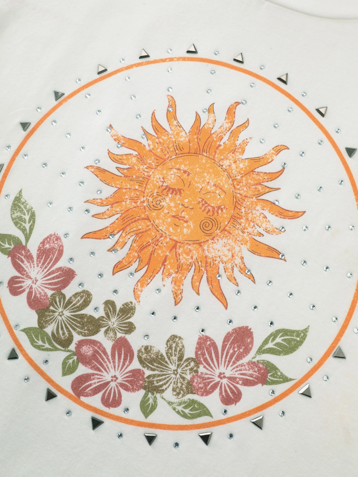 Cotton Sunshine Floral Print Rhinestone T-Shirt - Image 5