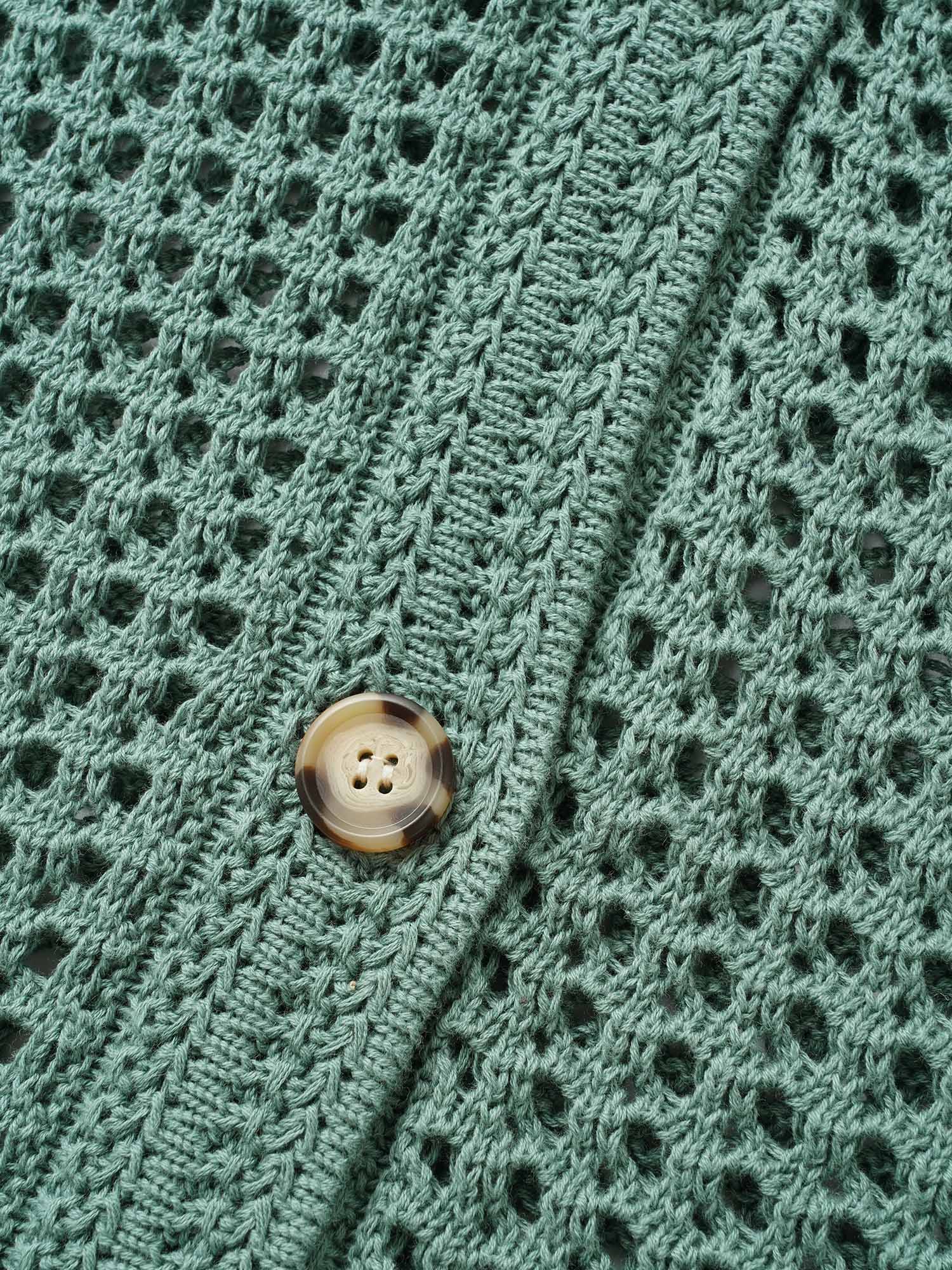 Cotton Texture Cut Out Bell Sleeve Cardigan - Image 7