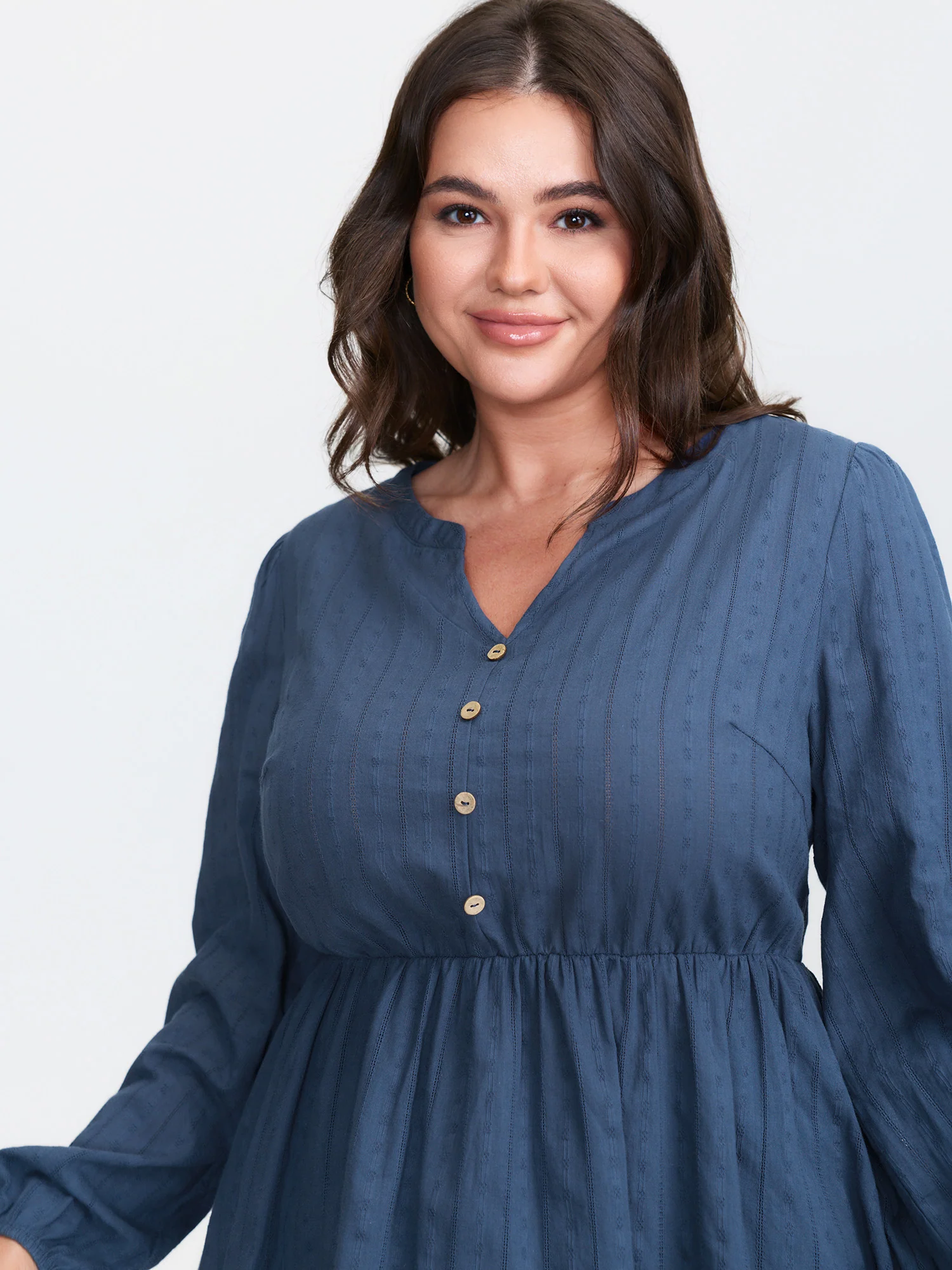 Cotton Textured Cinched-Flared Blouse - Image 2