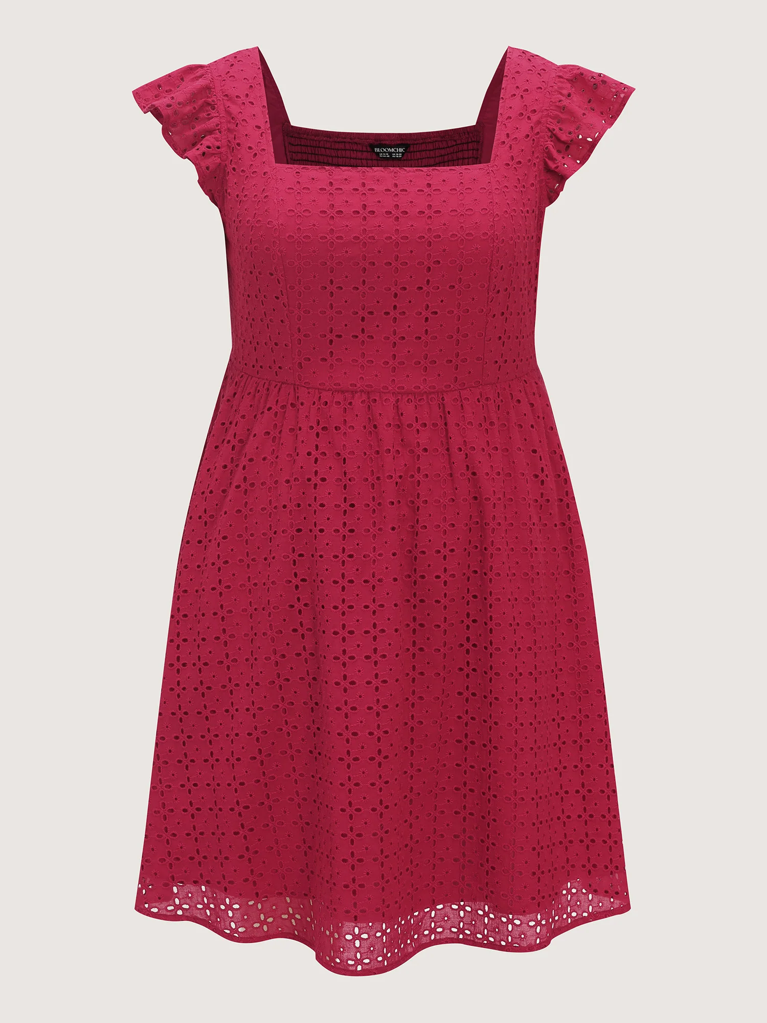 Cotton Textured Flutter Sleeve Mini Dress - Image 7
