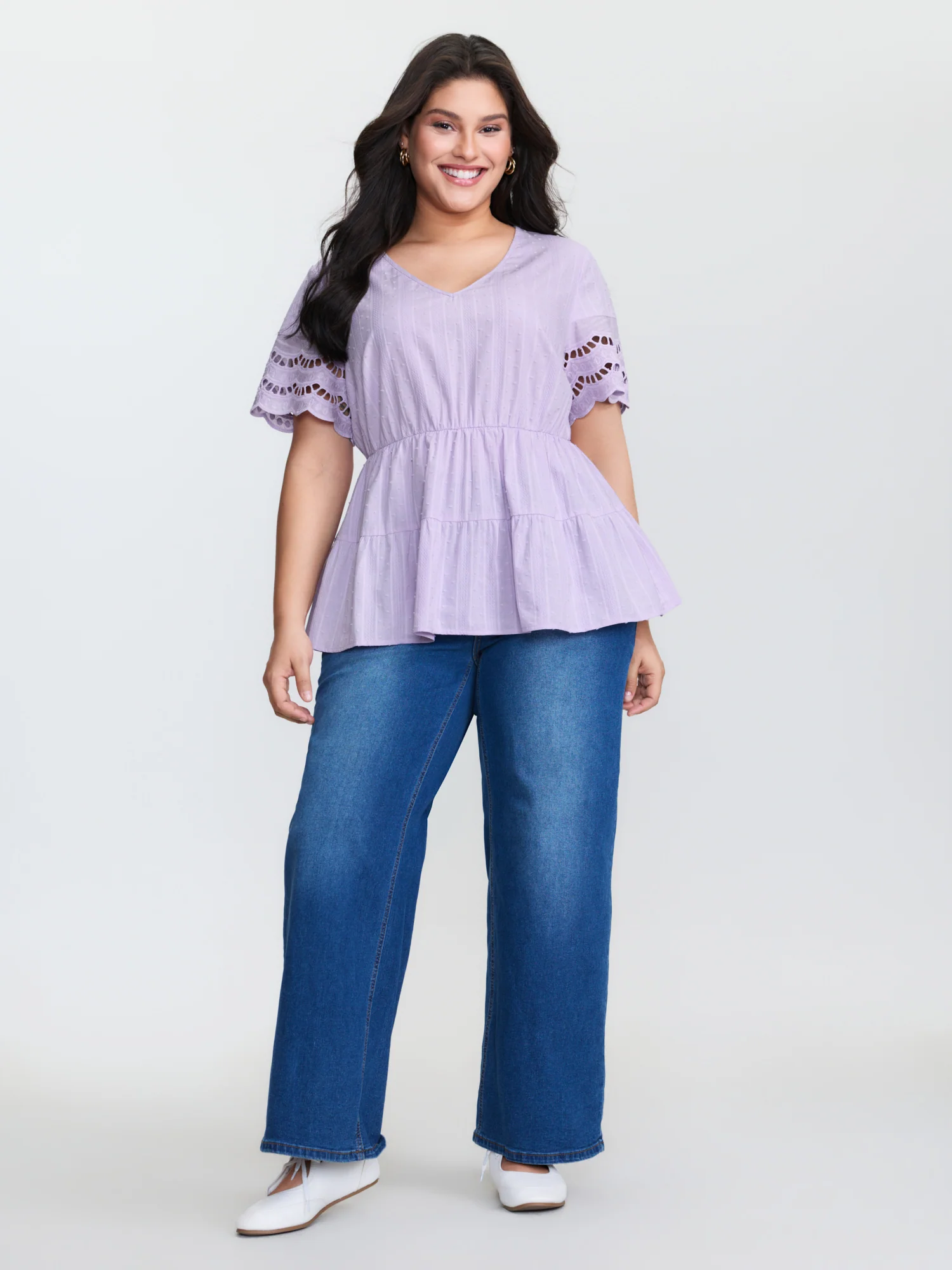 Cotton Textured Tiered Blouse - Image 3