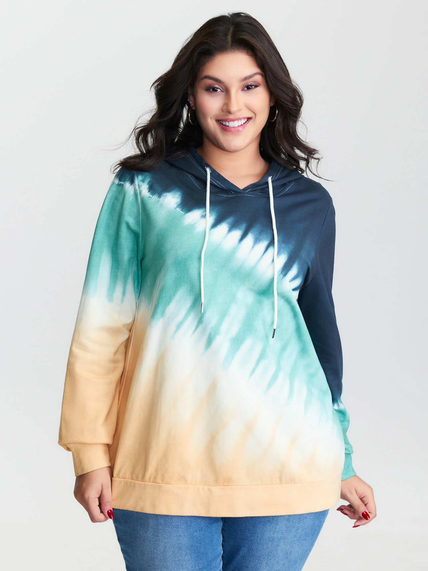 Cotton Tie-Dye Drawstring Hoodie