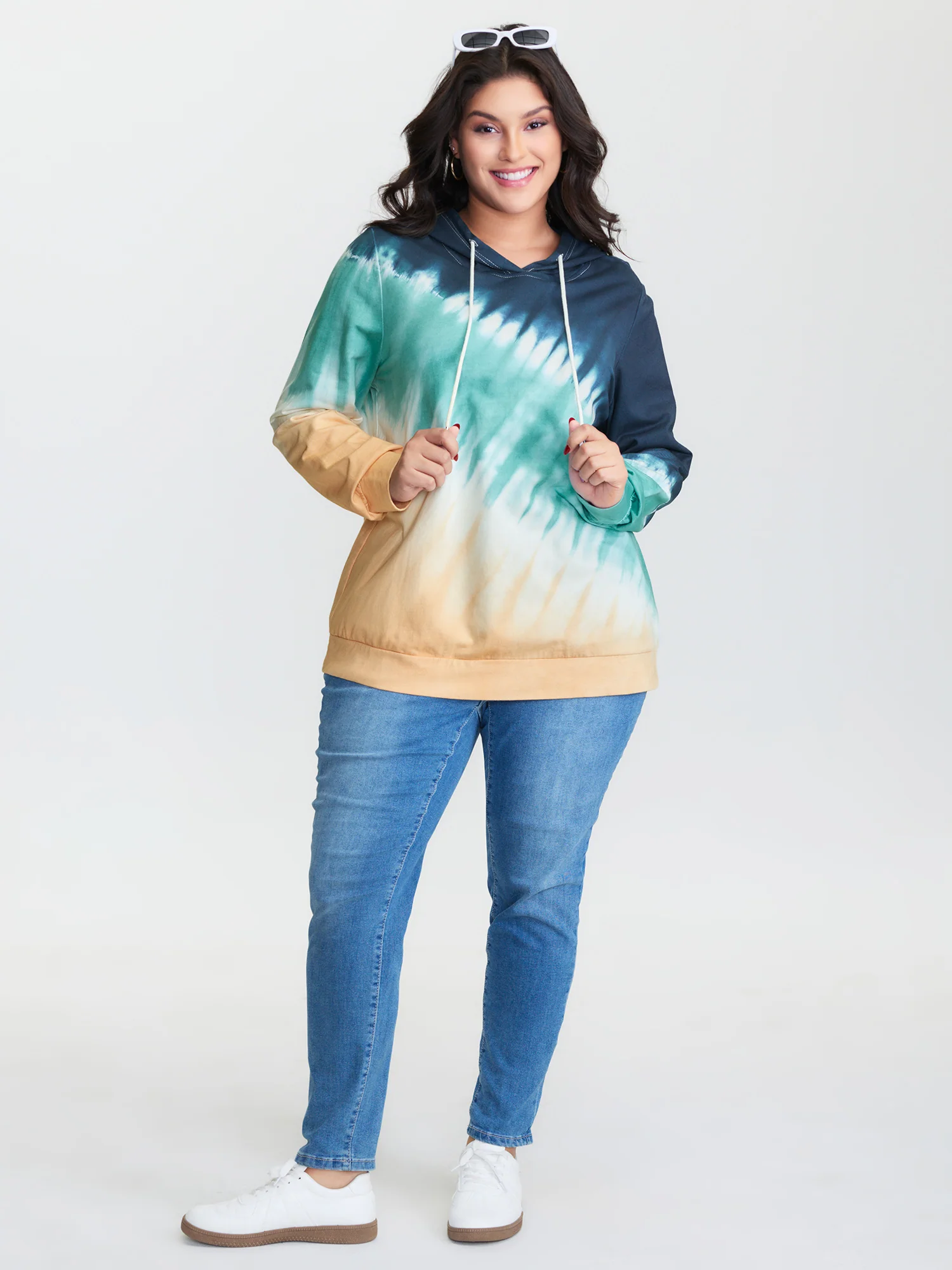 Cotton Tie-Dye Drawstring Hoodie - Image 2