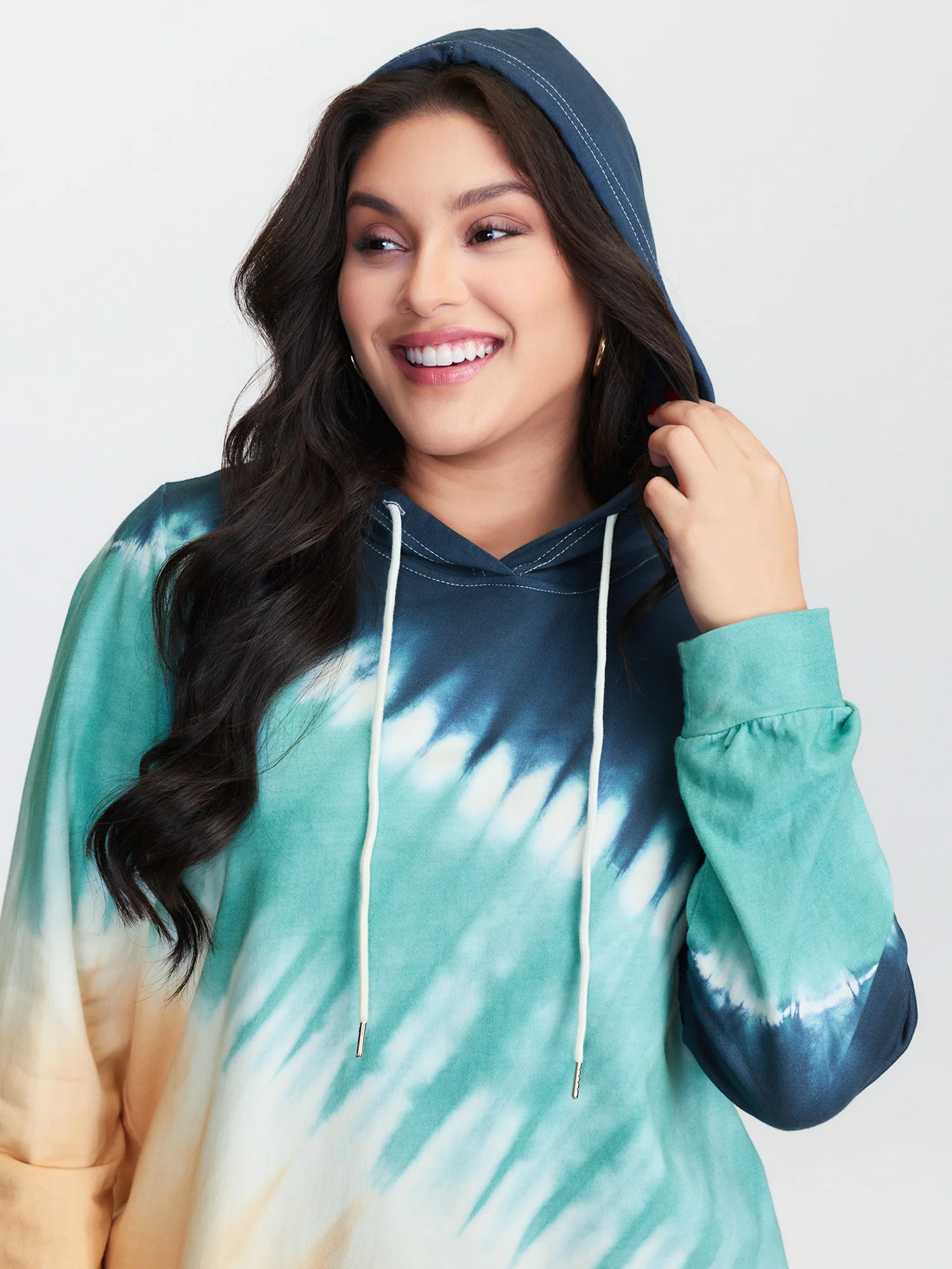 Cotton Tie-Dye Drawstring Hoodie - Image 3