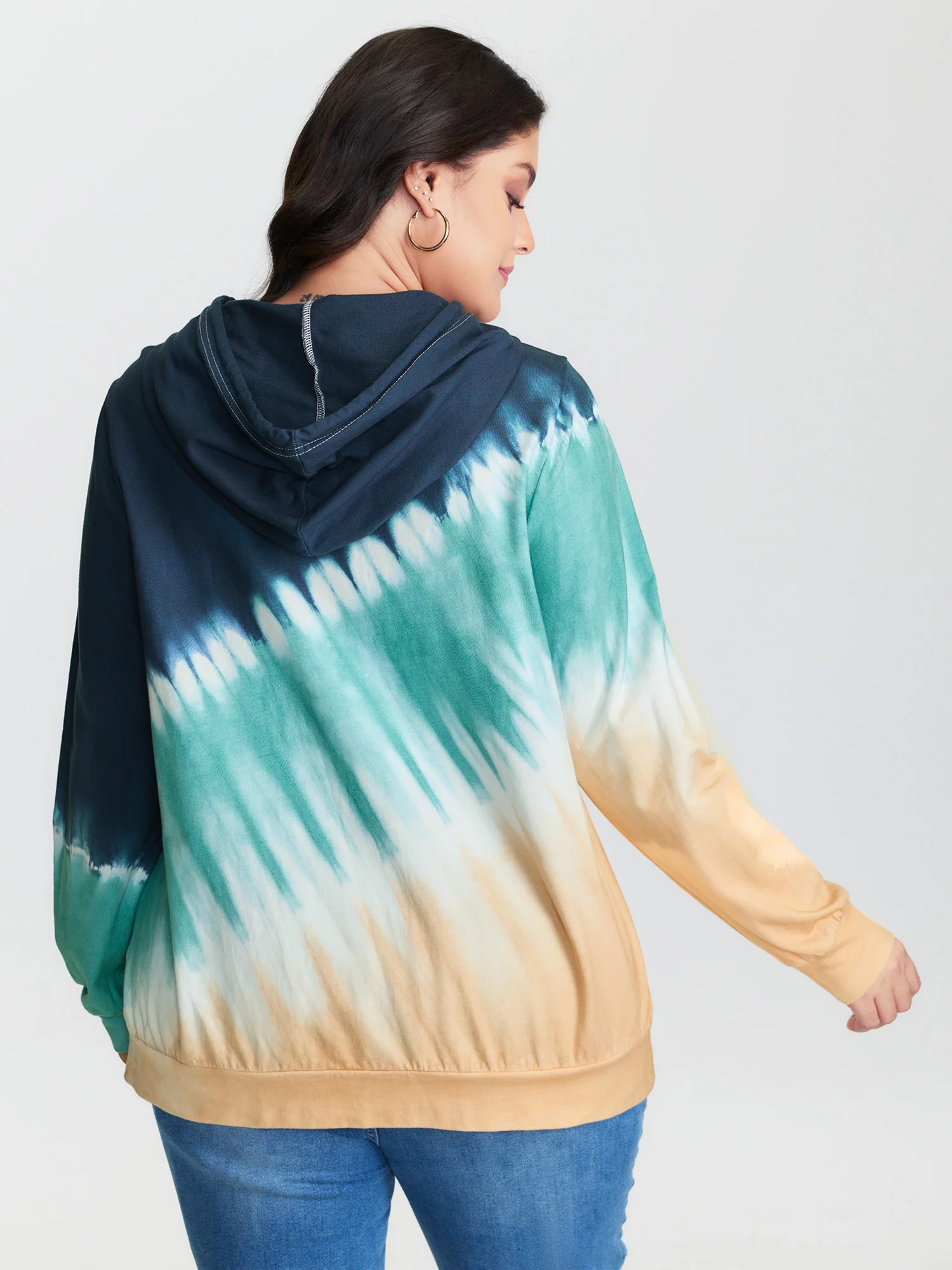 Cotton Tie-Dye Drawstring Hoodie - Image 4