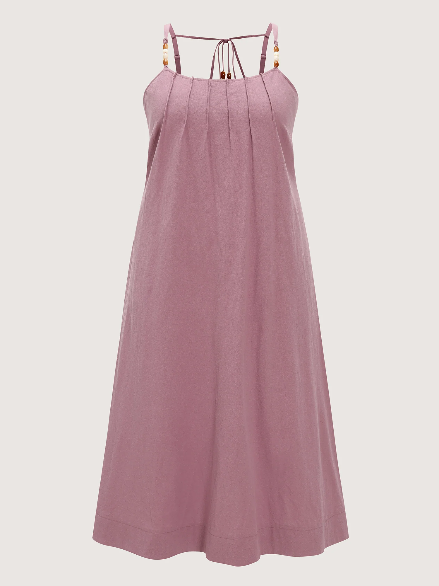 Cotton Toothpick Pleated Cami Flowy Midi Dress - Image 7
