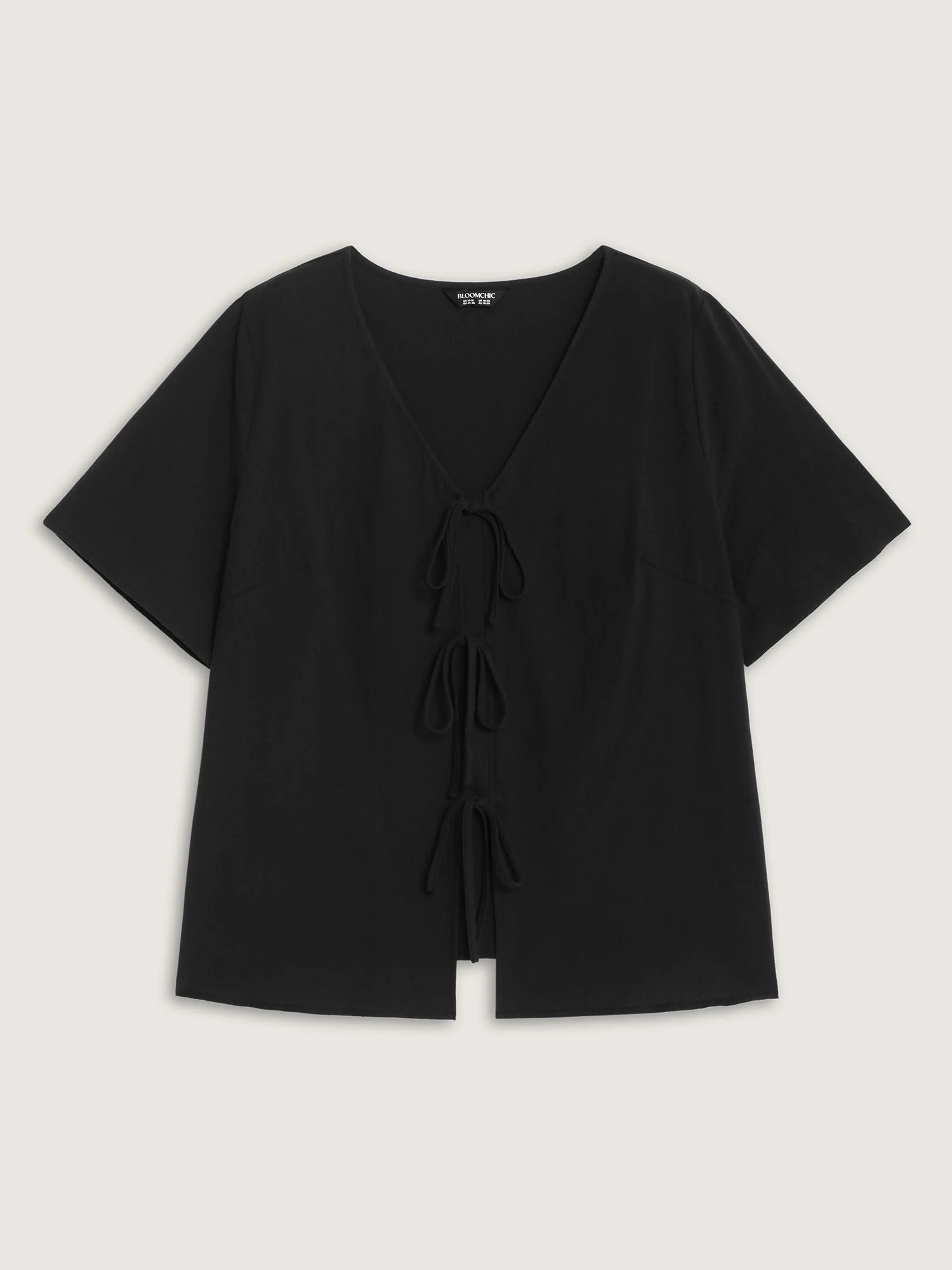 Cotton Triple Bow-Tie Front Plain Shirt - Image 6