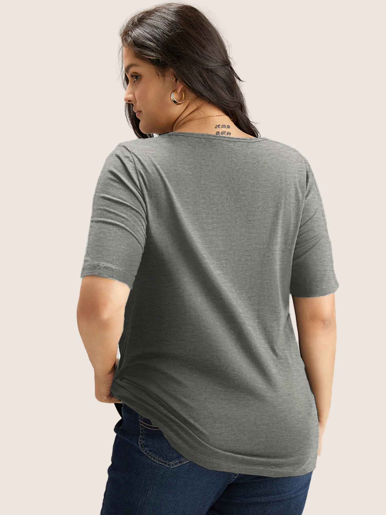 Cotton V Neck Plain Basic T-shirt - Image 17