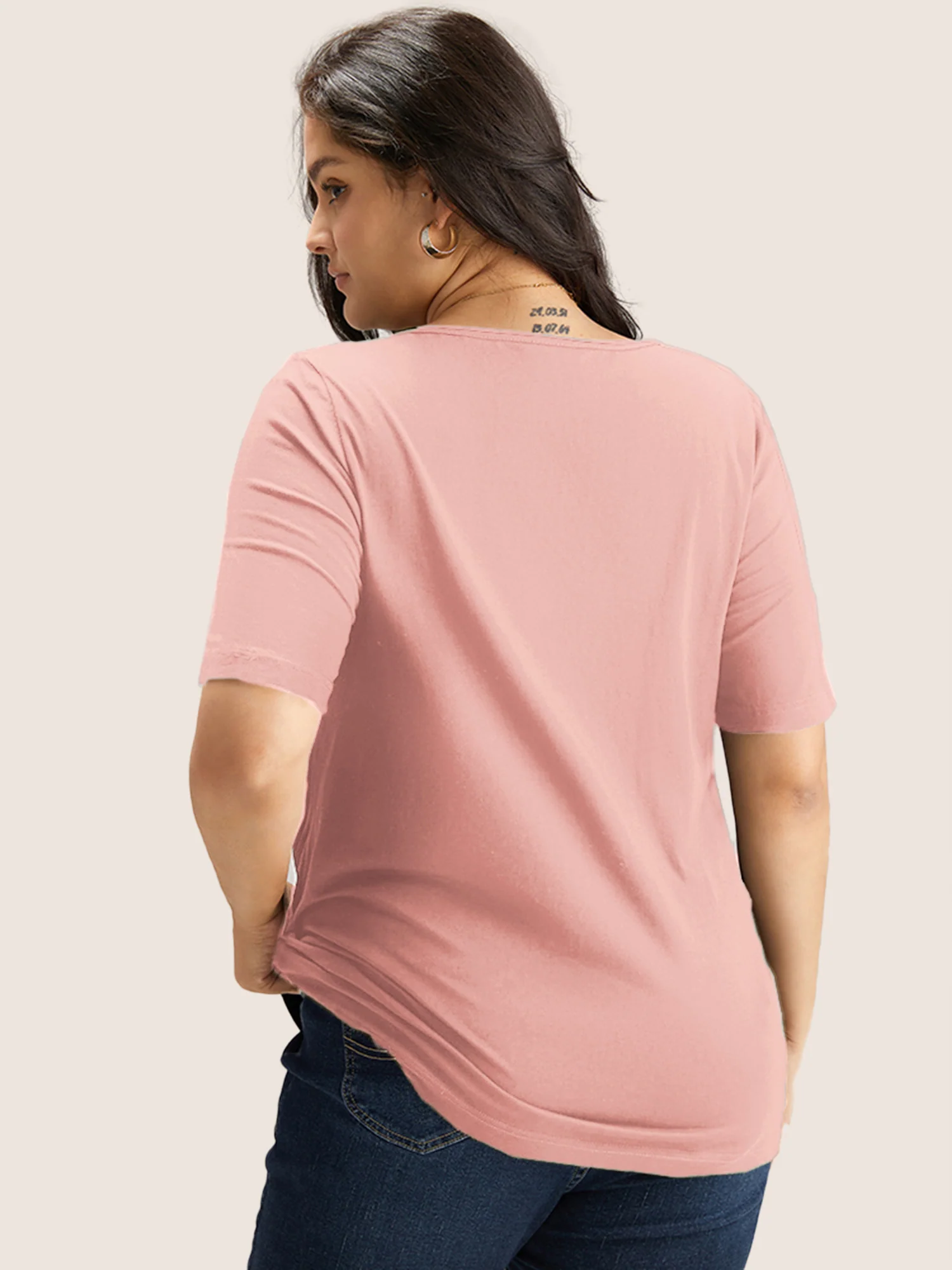 Cotton V Neck Plain Basic T-shirt - Image 22