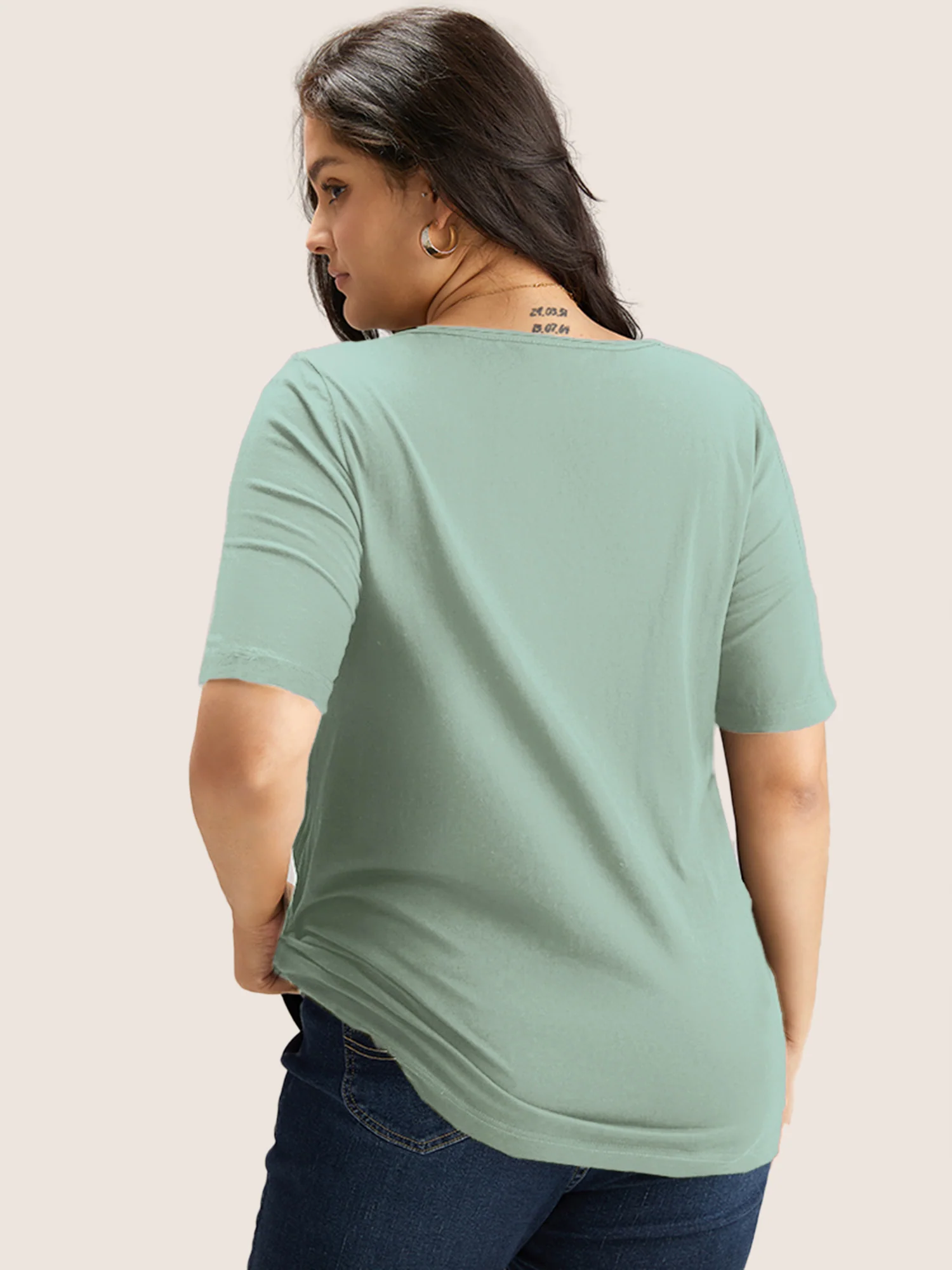 Cotton V Neck Plain Basic T-shirt - Image 27