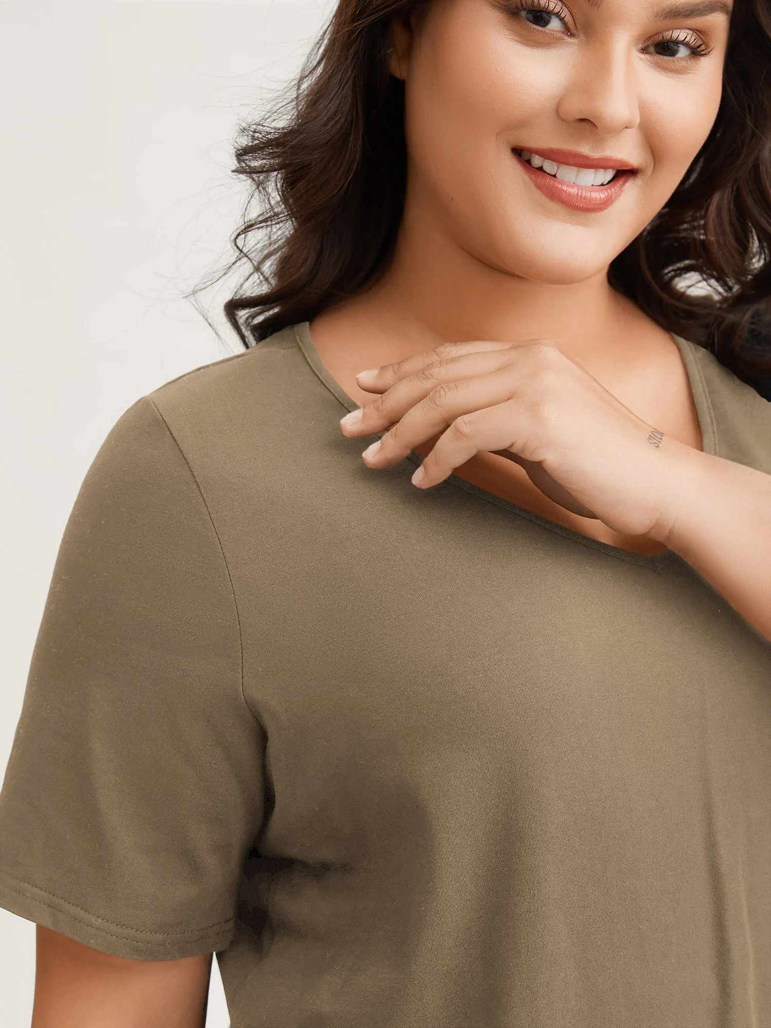 Cotton V Neck Plain Basic T-shirt - Image 37