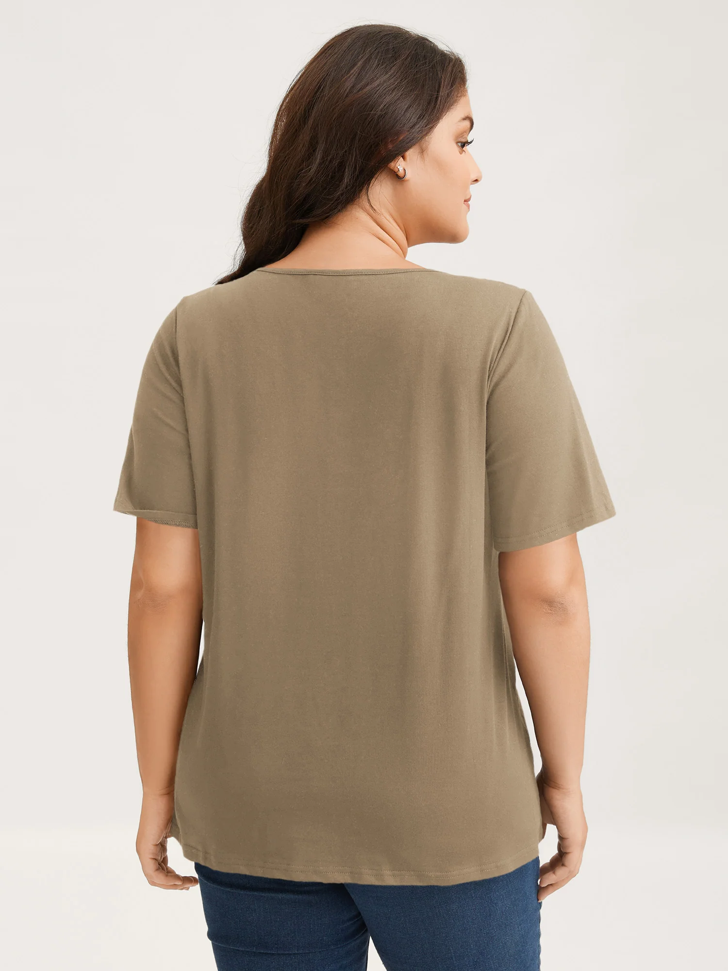 Cotton V Neck Plain Basic T-shirt - Image 40