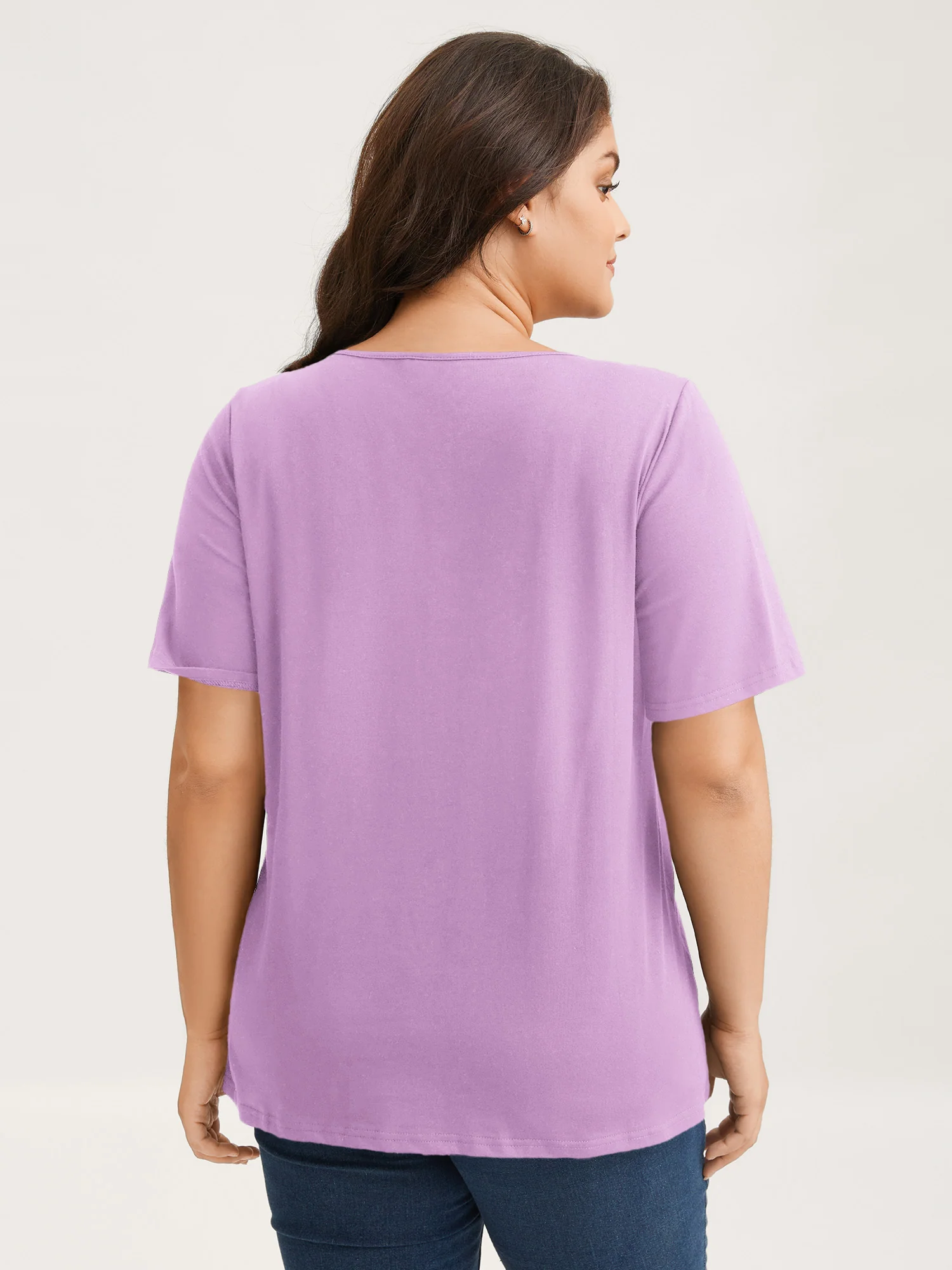 Cotton V Neck Plain Basic T-shirt - Image 55