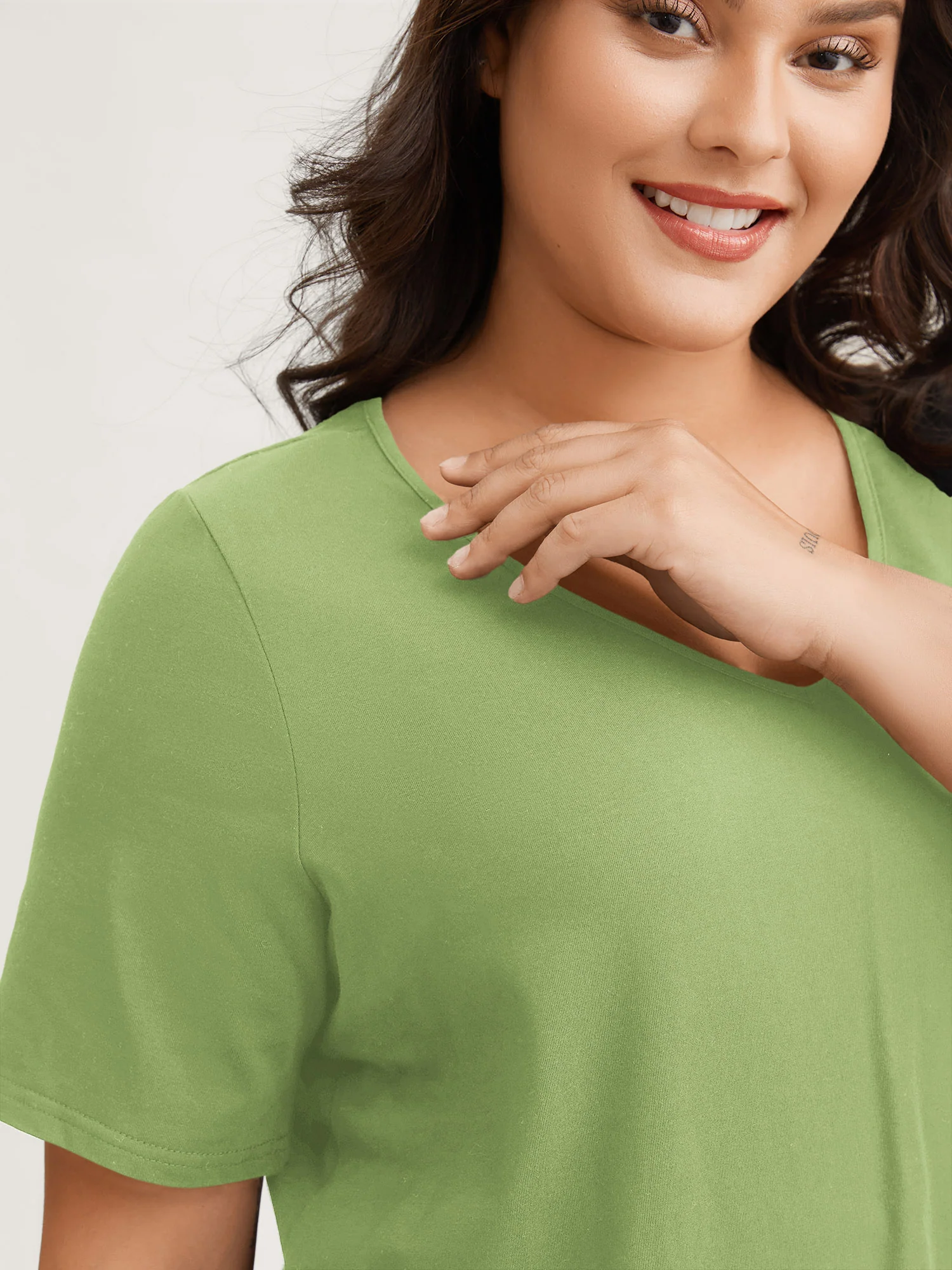Cotton V Neck Plain Basic T-shirt - Image 57