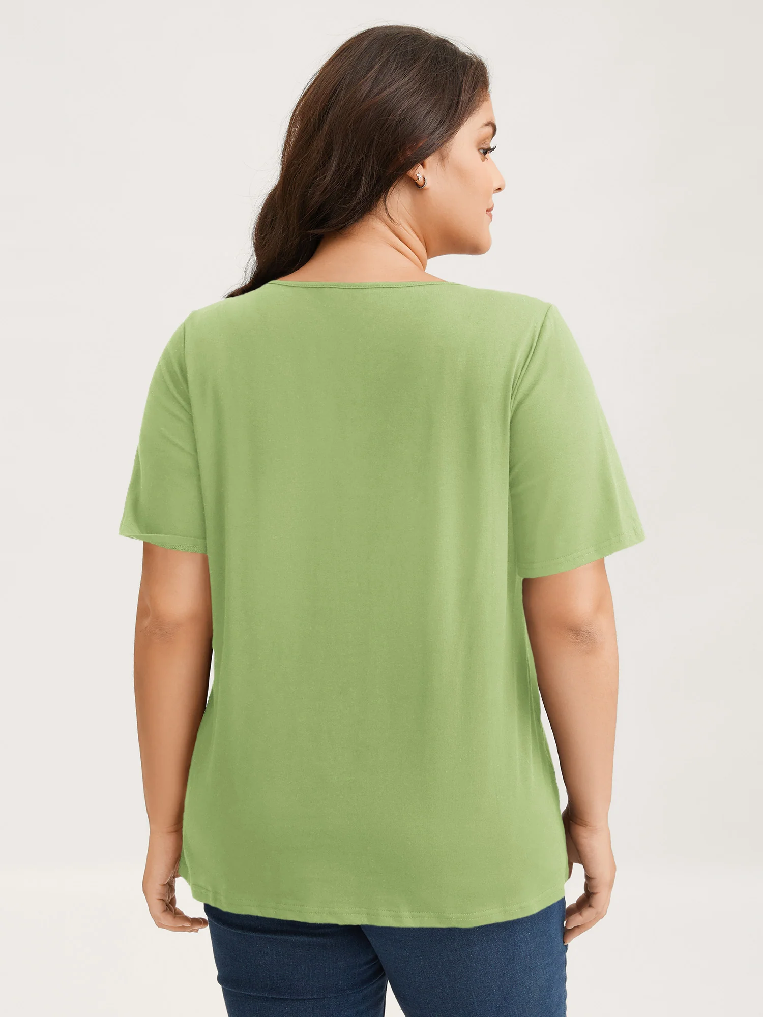 Cotton V Neck Plain Basic T-shirt - Image 60