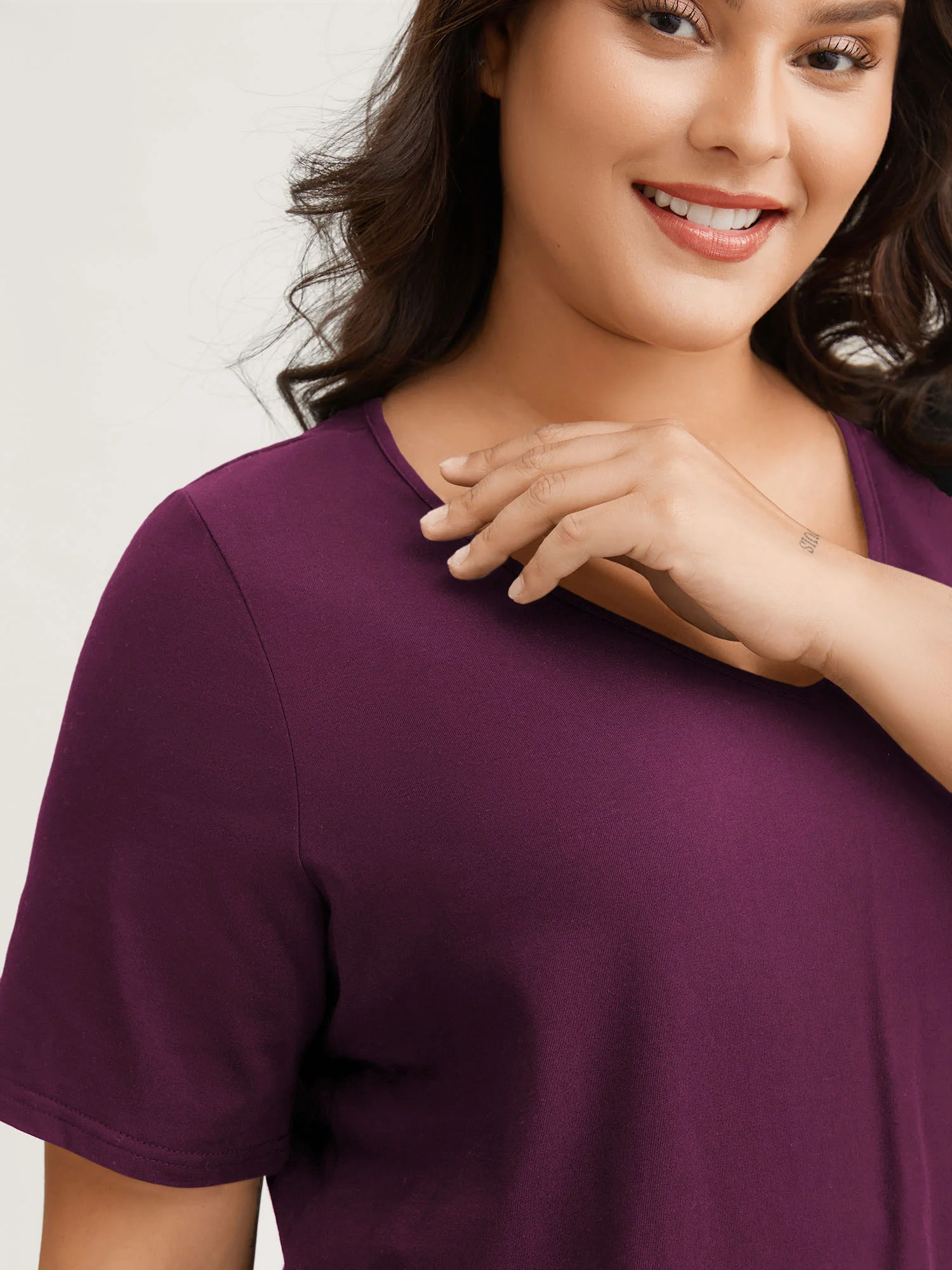 Cotton V Neck Plain Basic T-shirt - Image 67