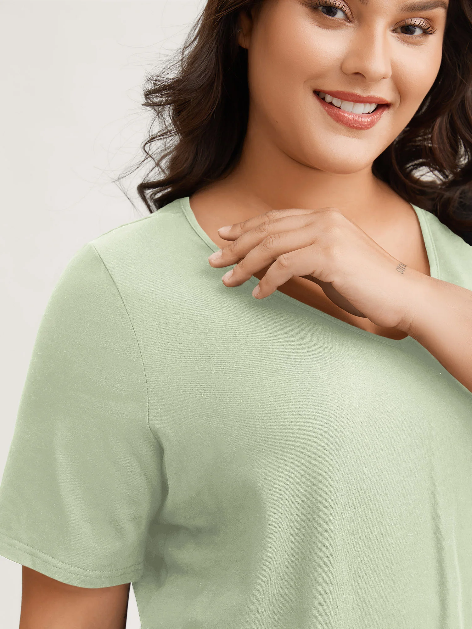 Cotton V Neck Plain Basic T-shirt - Image 72