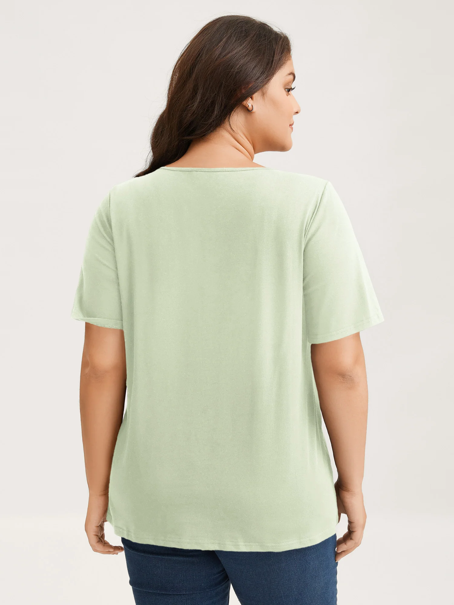 Cotton V Neck Plain Basic T-shirt - Image 75