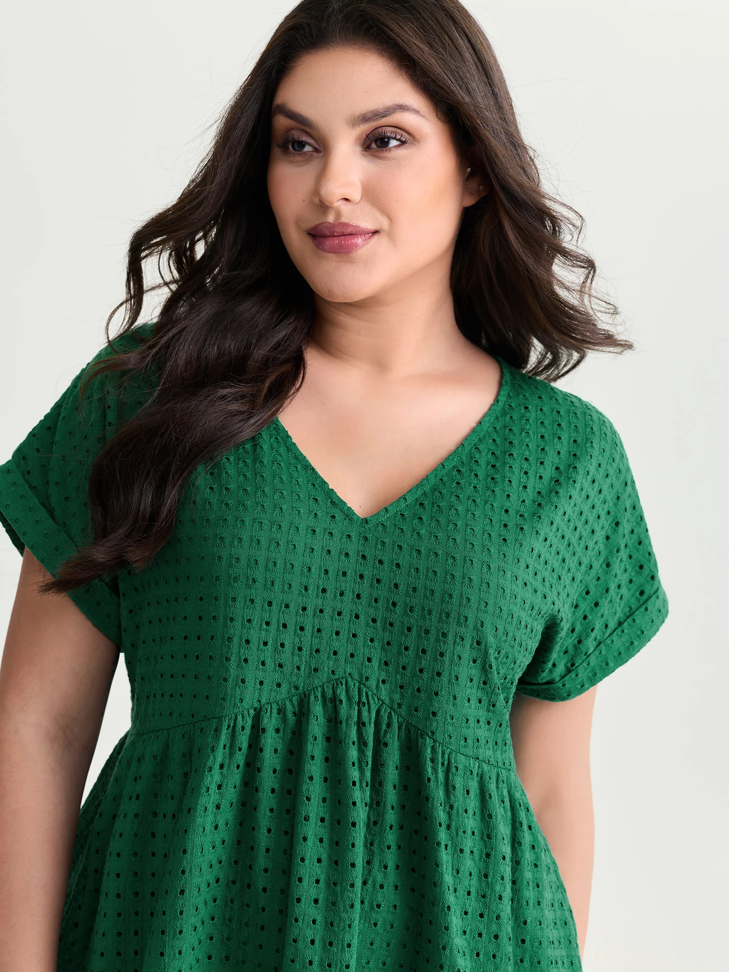 Cotton V-Neck Tiered Mini Dress - Image 2