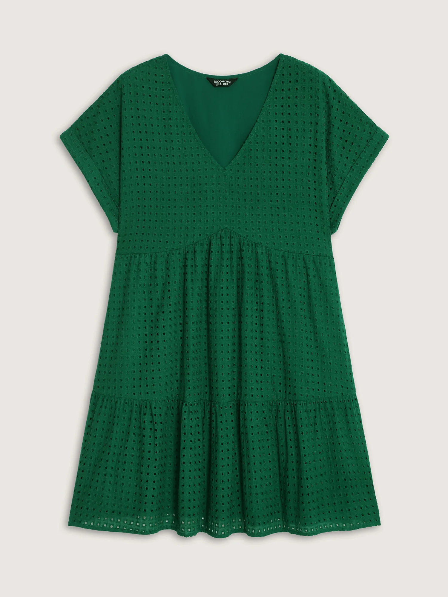 Cotton V-Neck Tiered Mini Dress - Image 7