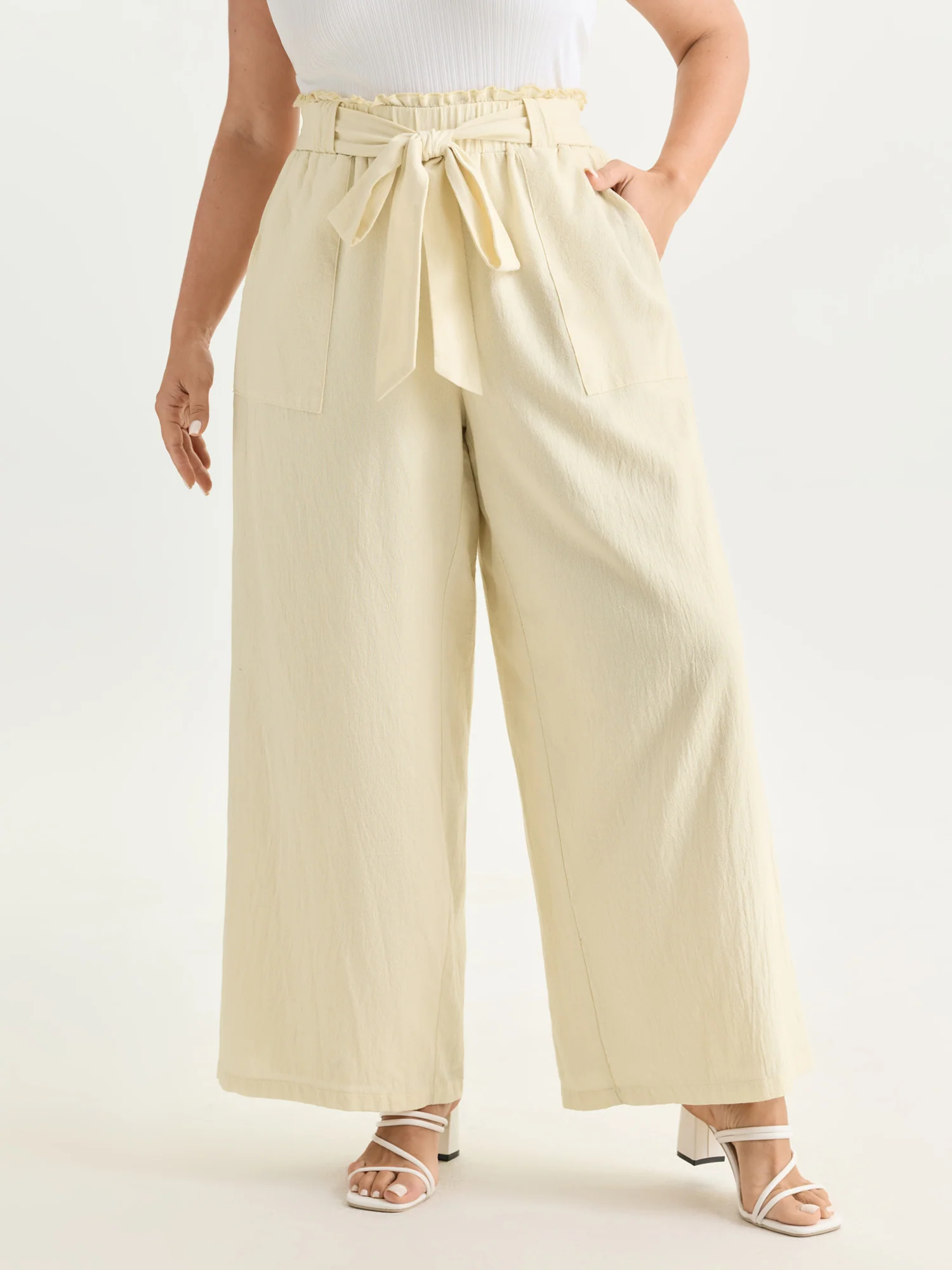 Cotton Waist-Tie Shirred Breezy Pants - Image 2