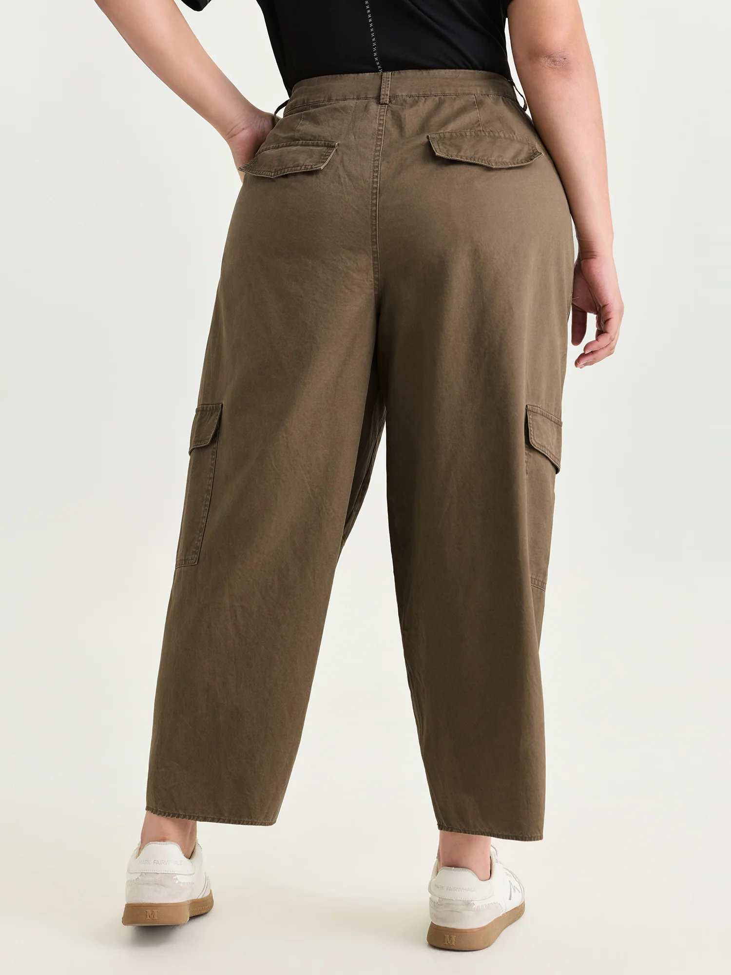 Cotton Distressed Washed Pleated Cargo Pants - Image 5