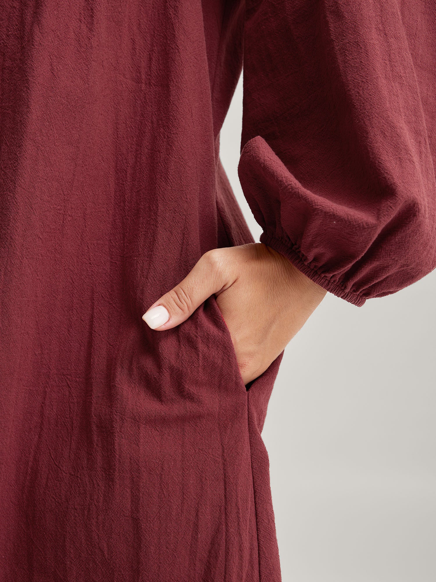 Cotton Webbed Stripe Button A-Line Midi Dress - Image 3