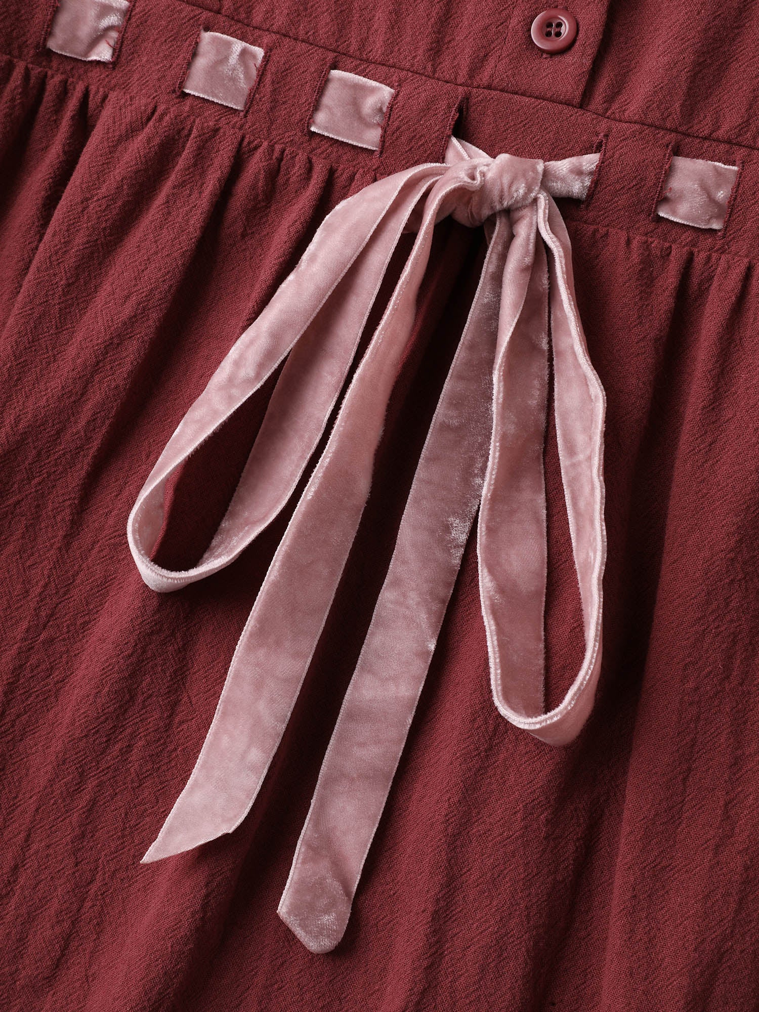 Cotton Webbed Stripe Button A-Line Midi Dress - Image 7
