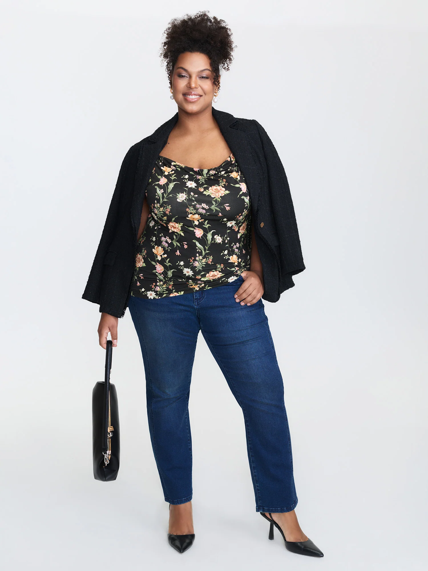 Cowl Neck Floral Print Rayon Tank Top - Image 2