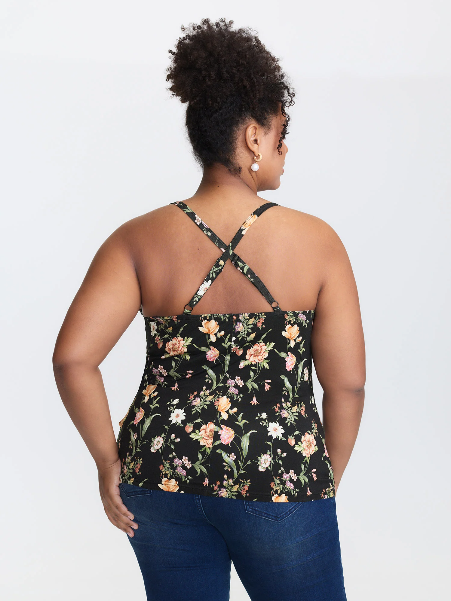 Cowl Neck Floral Print Rayon Tank Top - Image 4