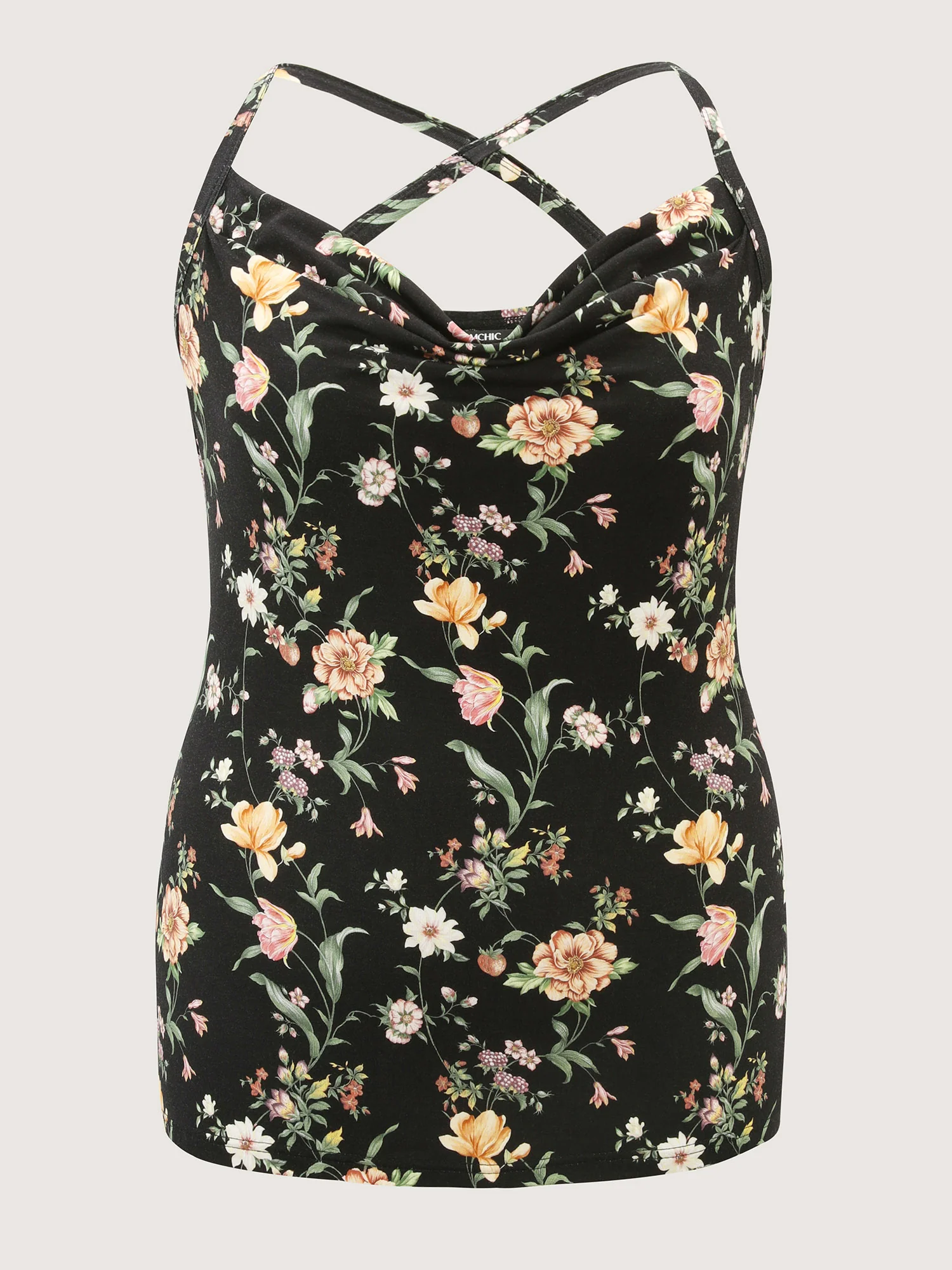 Cowl Neck Floral Print Rayon Tank Top - Image 7