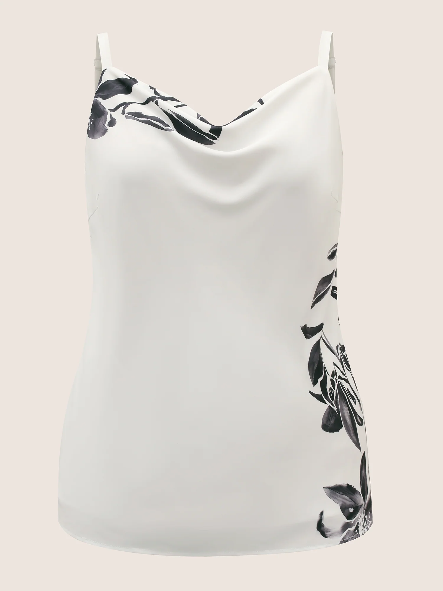 Cowl Neck Lily Print Split Hem Cami Top - Image 7