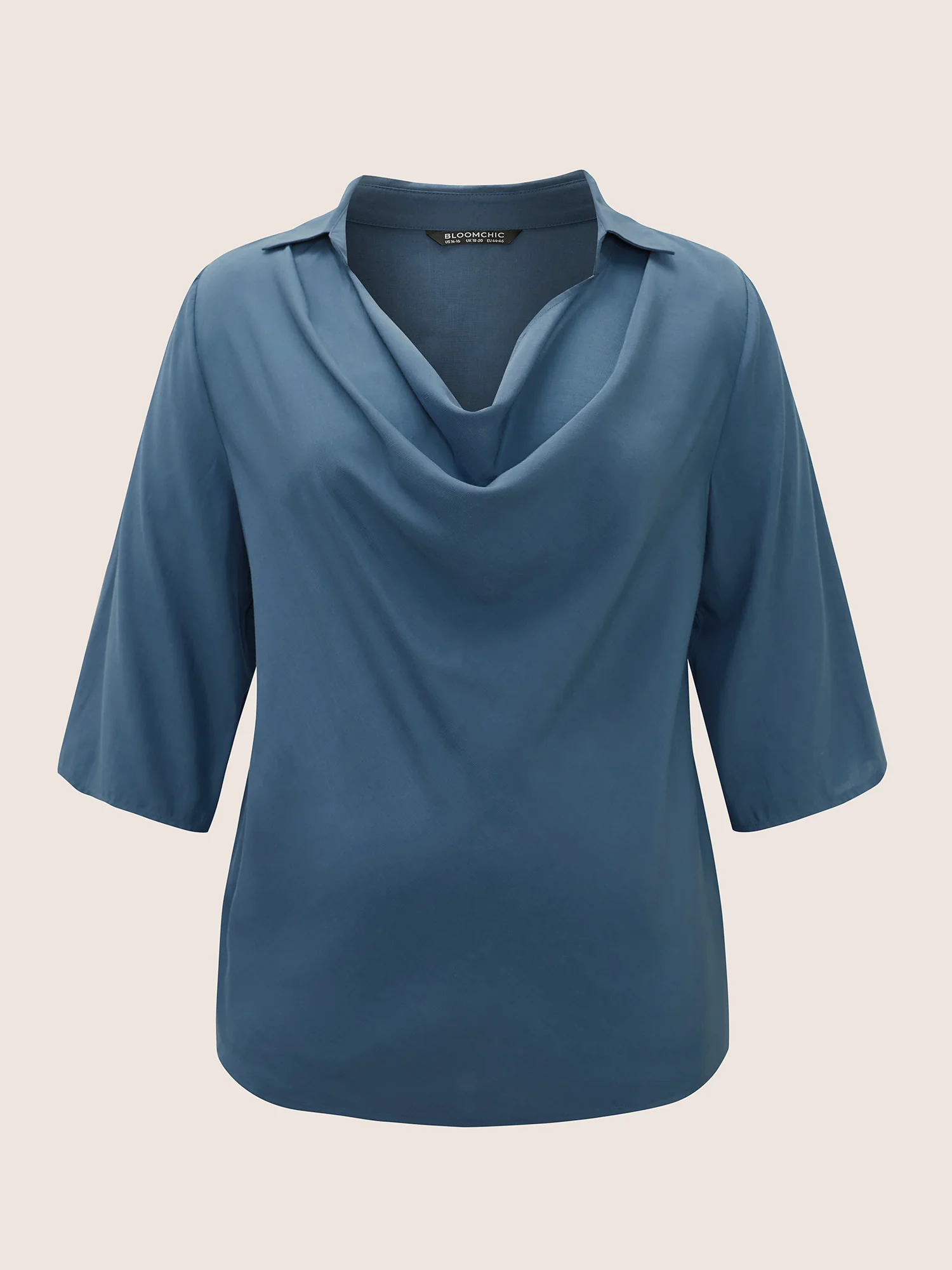 Cowl Neck Plain Bell Sleeve Blouse - Image 7