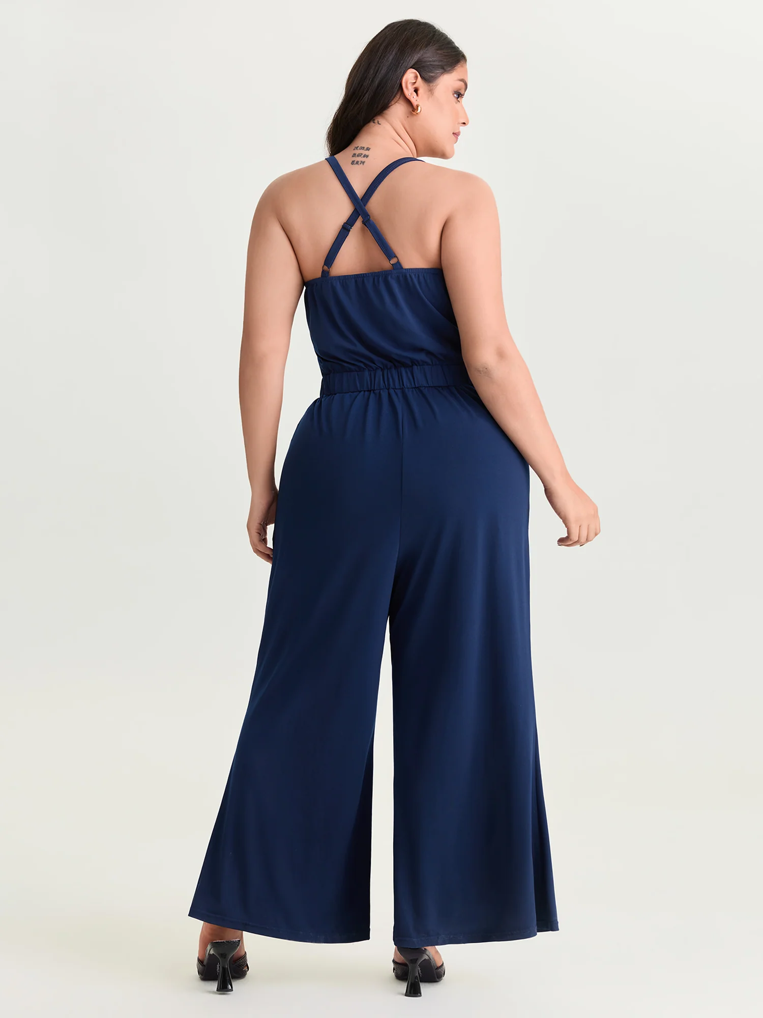 Cowl Neckline Crossover Straps Jumpsuit - Image 3