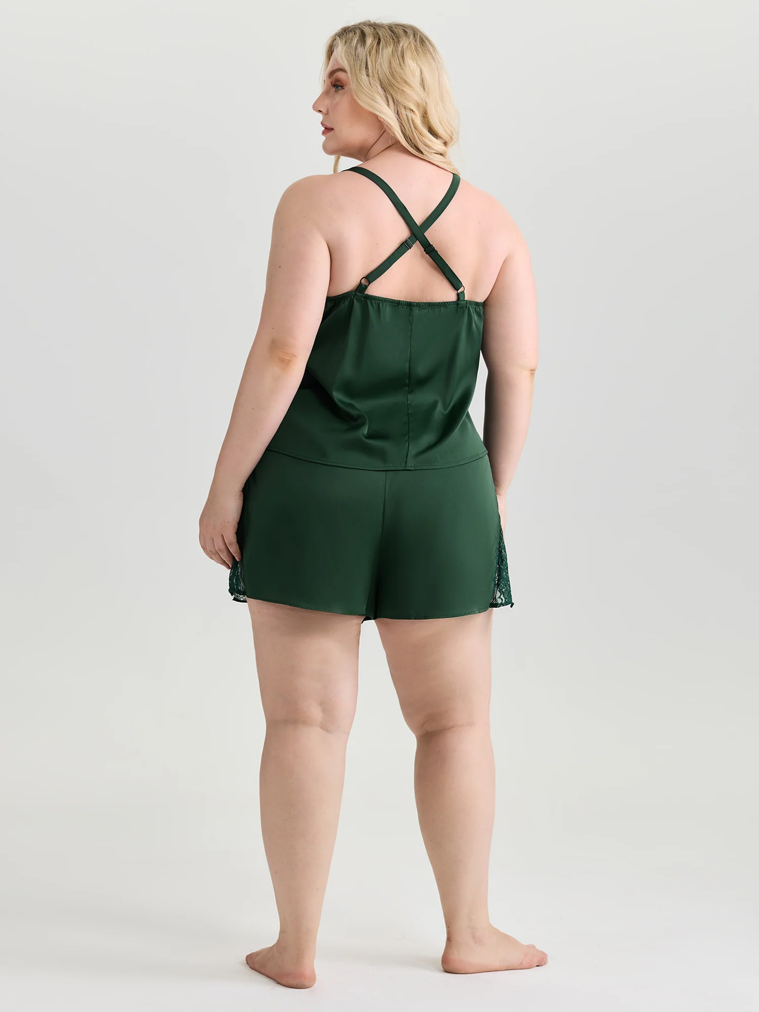 Cowl Neckline Lace Trim Two-Piece Lounge Set - Image 6